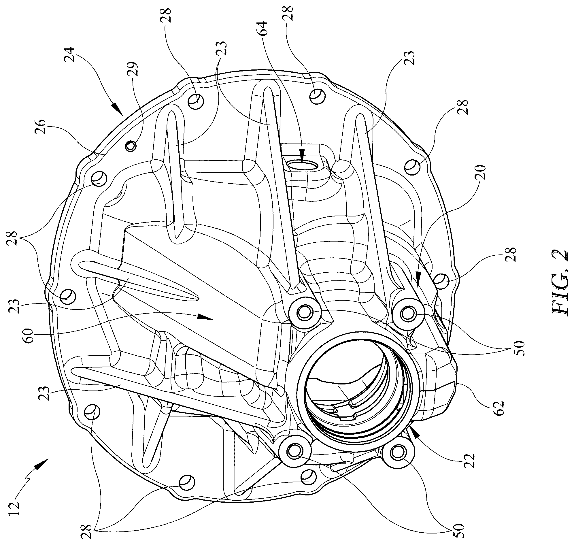Patent US12590629 Figure 2 – Differential housing