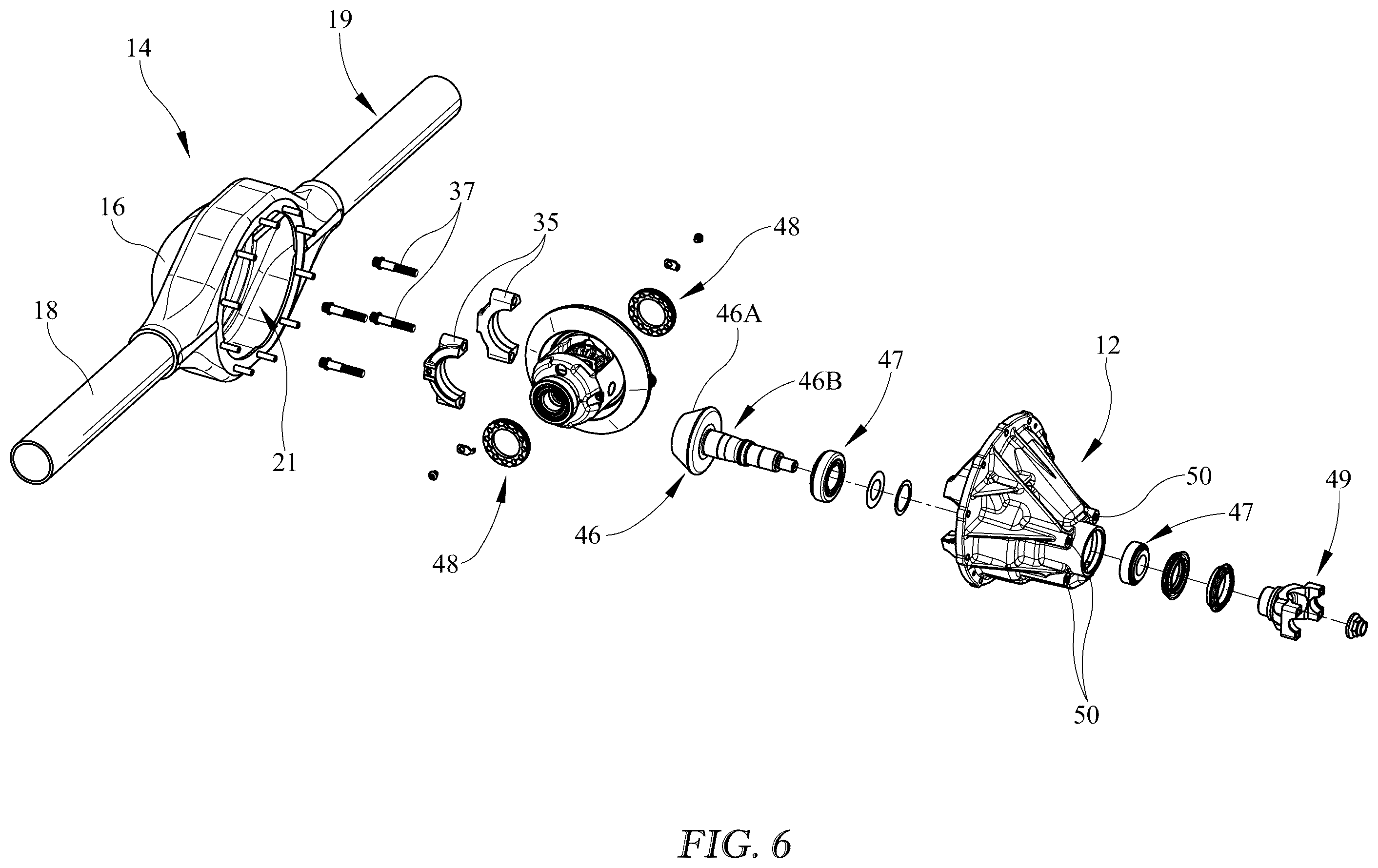 Patent US12590629 Figure 6 – Differential housing