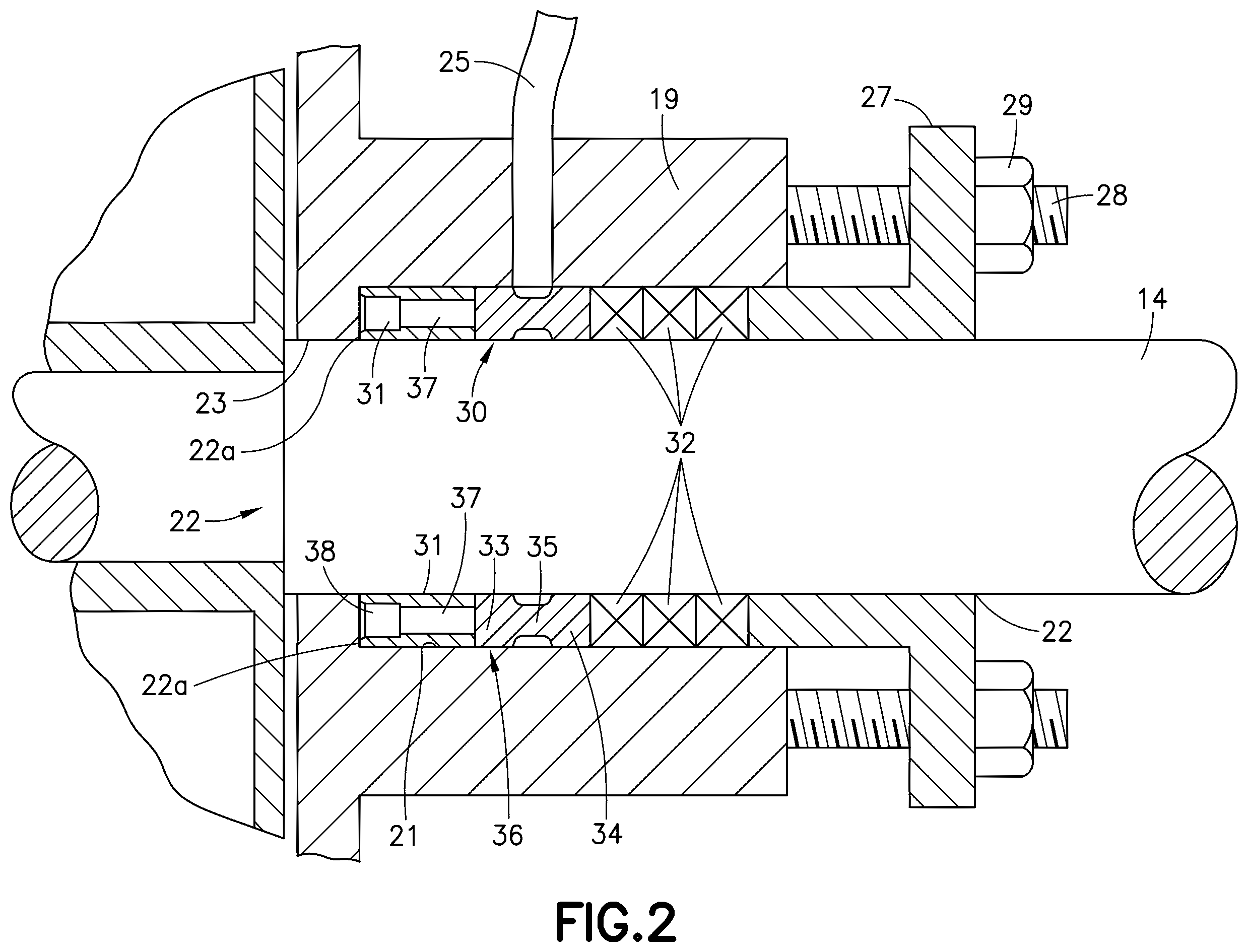 Patent US12590636 Figure 2 – Kit for bearing extraction from a stuffing box of a rotary mechanical device
