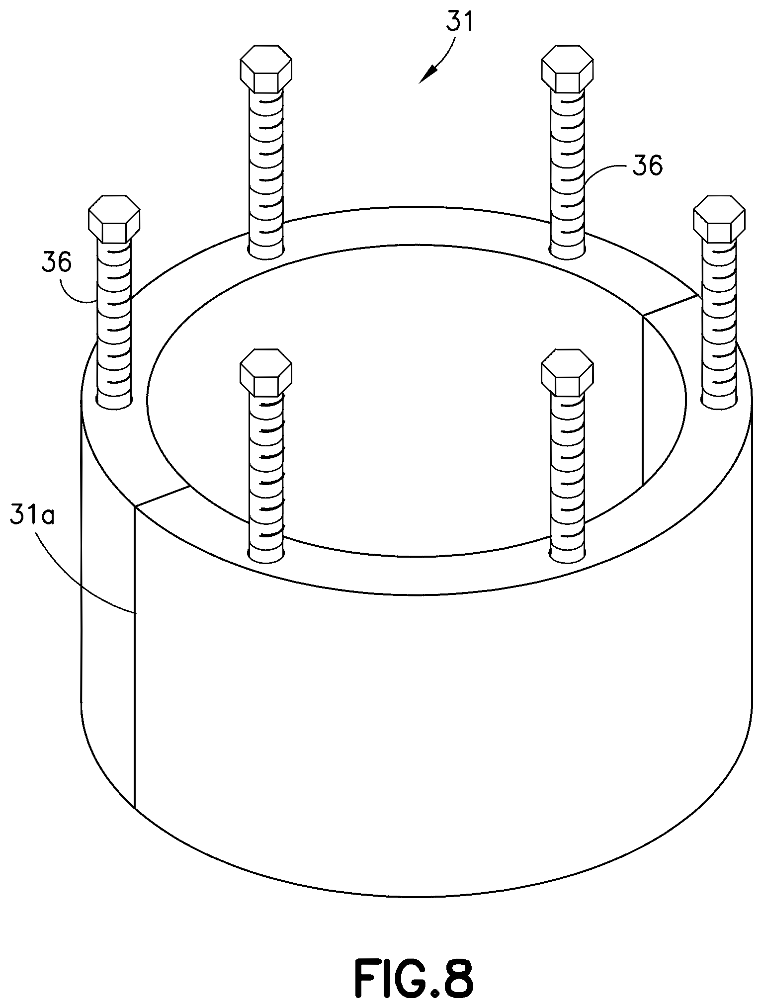 Patent US12590636 Figure 6 – Kit for bearing extraction from a stuffing box of a rotary mechanical device