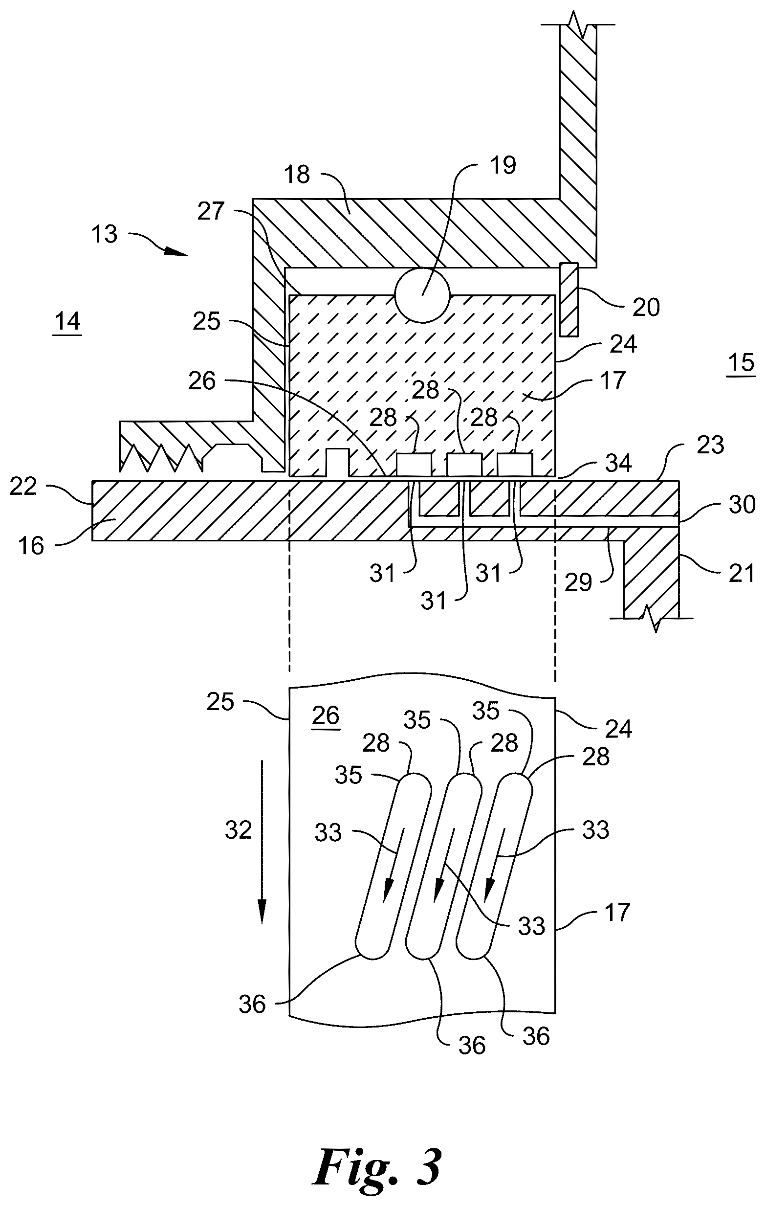 Patent US12590638 Figure 3 – Circumferential sealing assembly with duct-fed hydrodynamic grooves