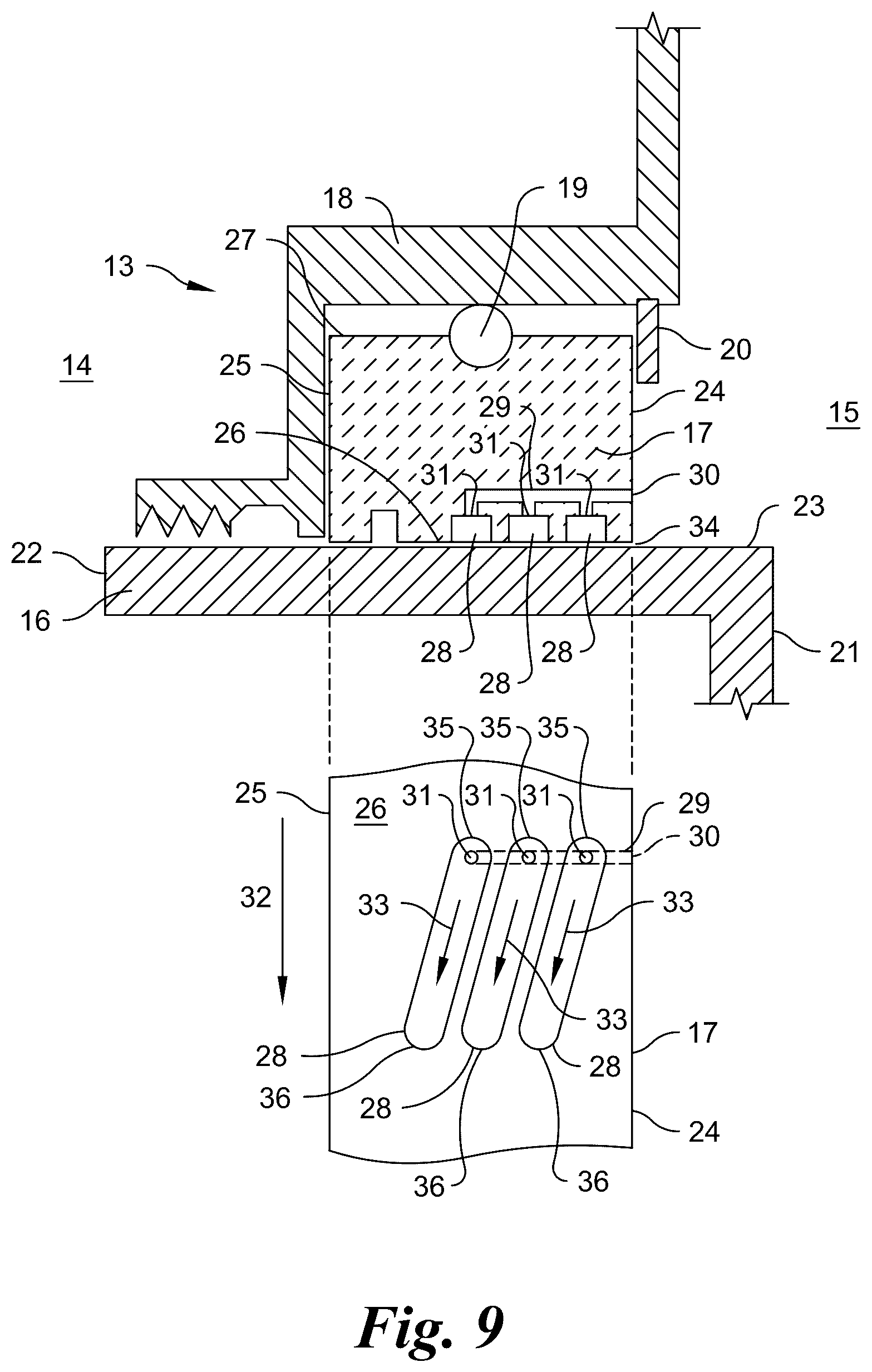Patent US12590638 Figure 8 – Circumferential sealing assembly with duct-fed hydrodynamic grooves