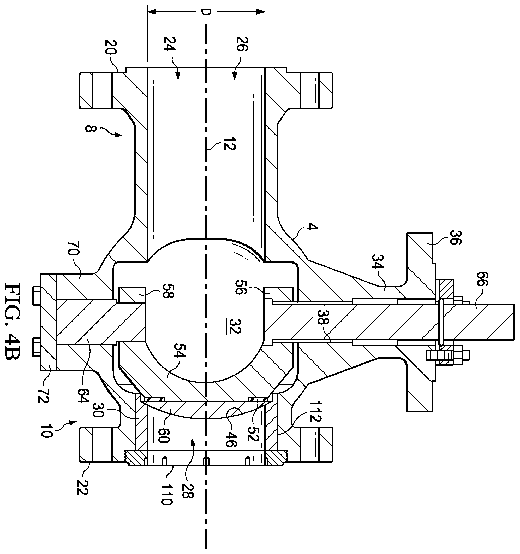 Patent US12590639 Figure 11 – Valve with unobstructed flow path having increased flow coefficient