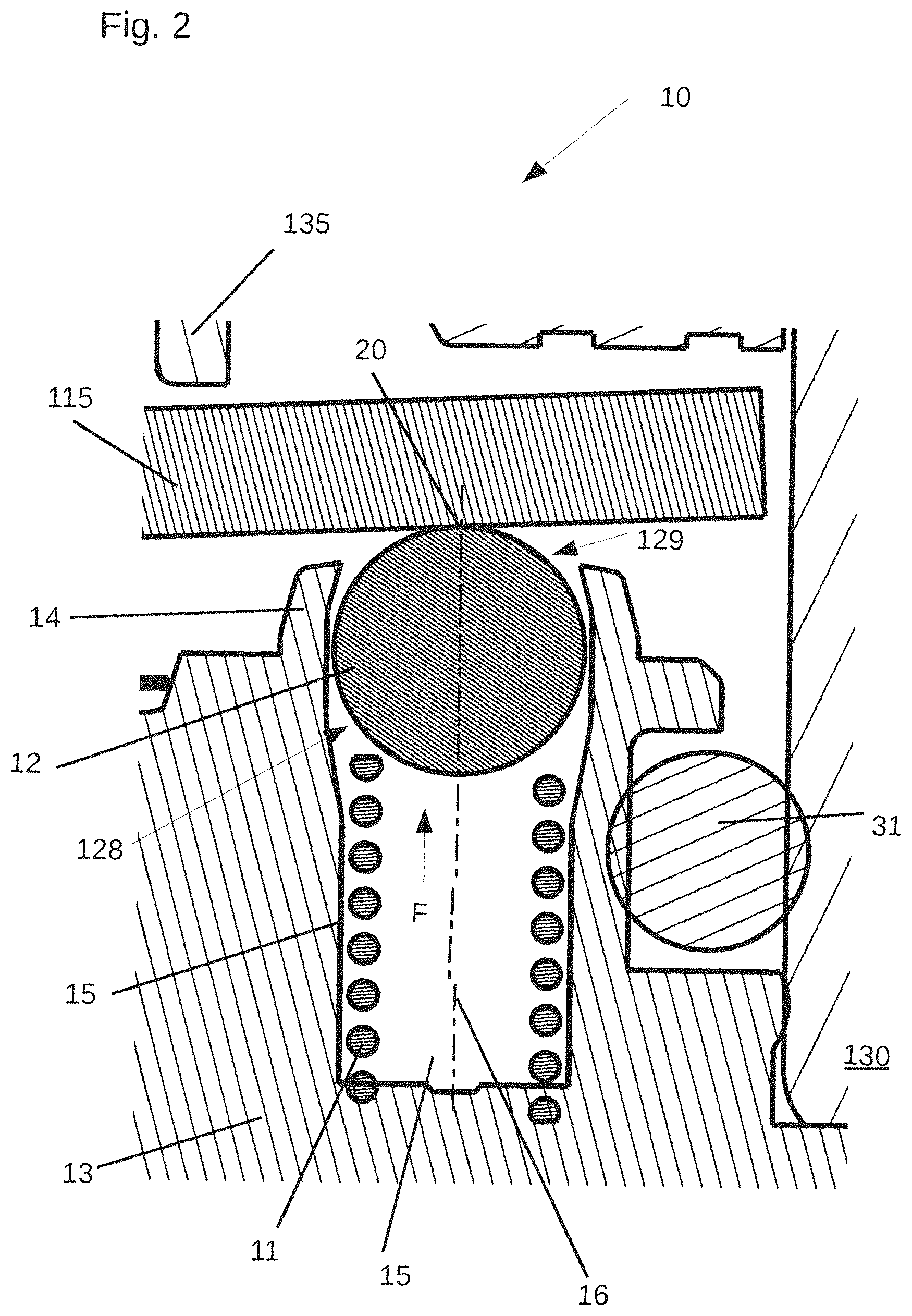 Patent US12590644 Figure 2 – Bearing device for bearing an armature body of an electromagnetic switching or valve device, and electromagnetic switching or valve device
