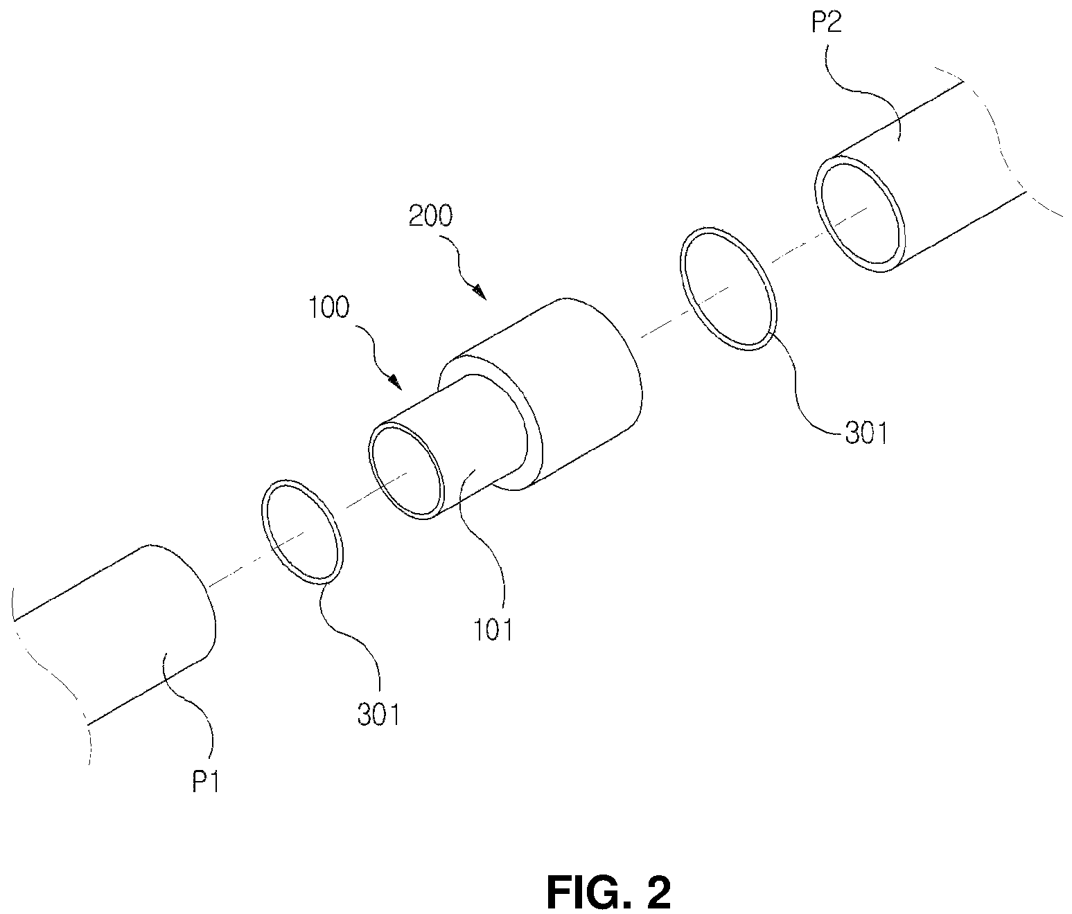 Patent US12590656 Figure 2 – Pipe connection device for repairs