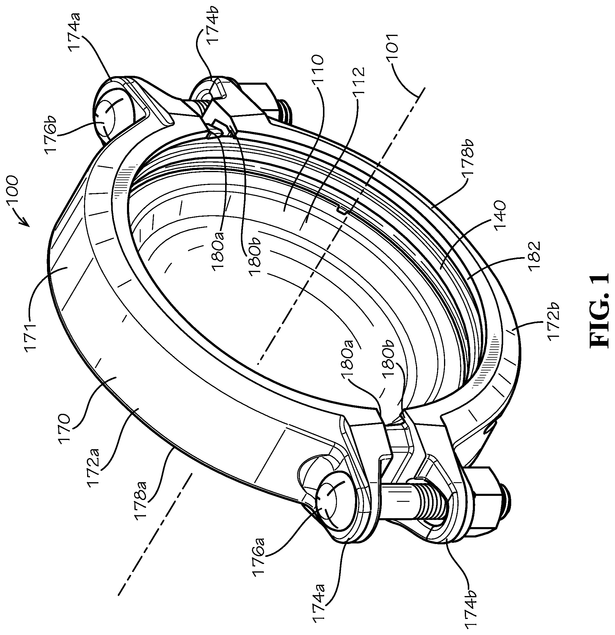 Patent US12590657 Figure 1 – Pre-assembled coupling assembly with cap