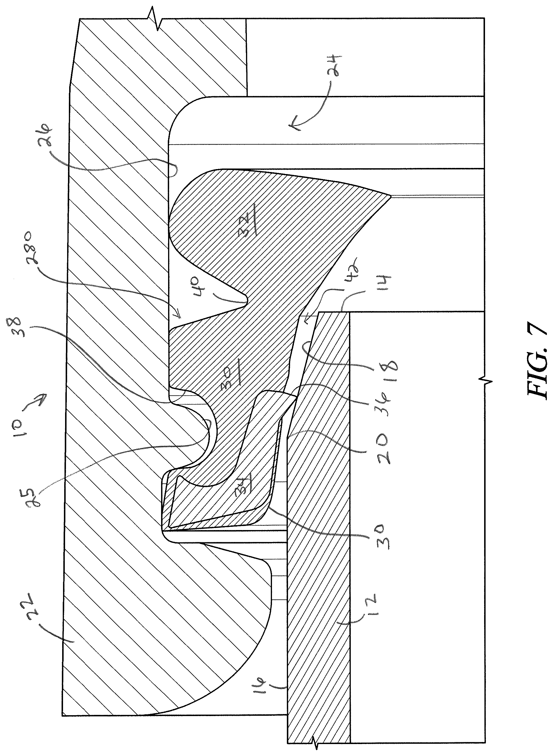 Patent US12590660 Figure 4 – Reduced assembly force restraining gasket