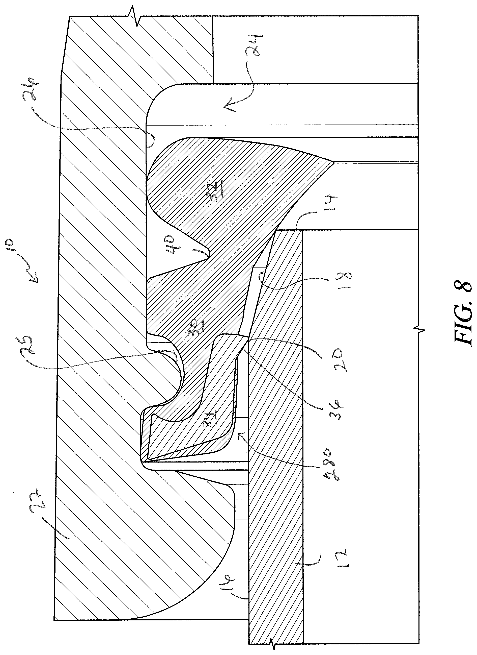 Patent US12590660 Figure 5 – Reduced assembly force restraining gasket