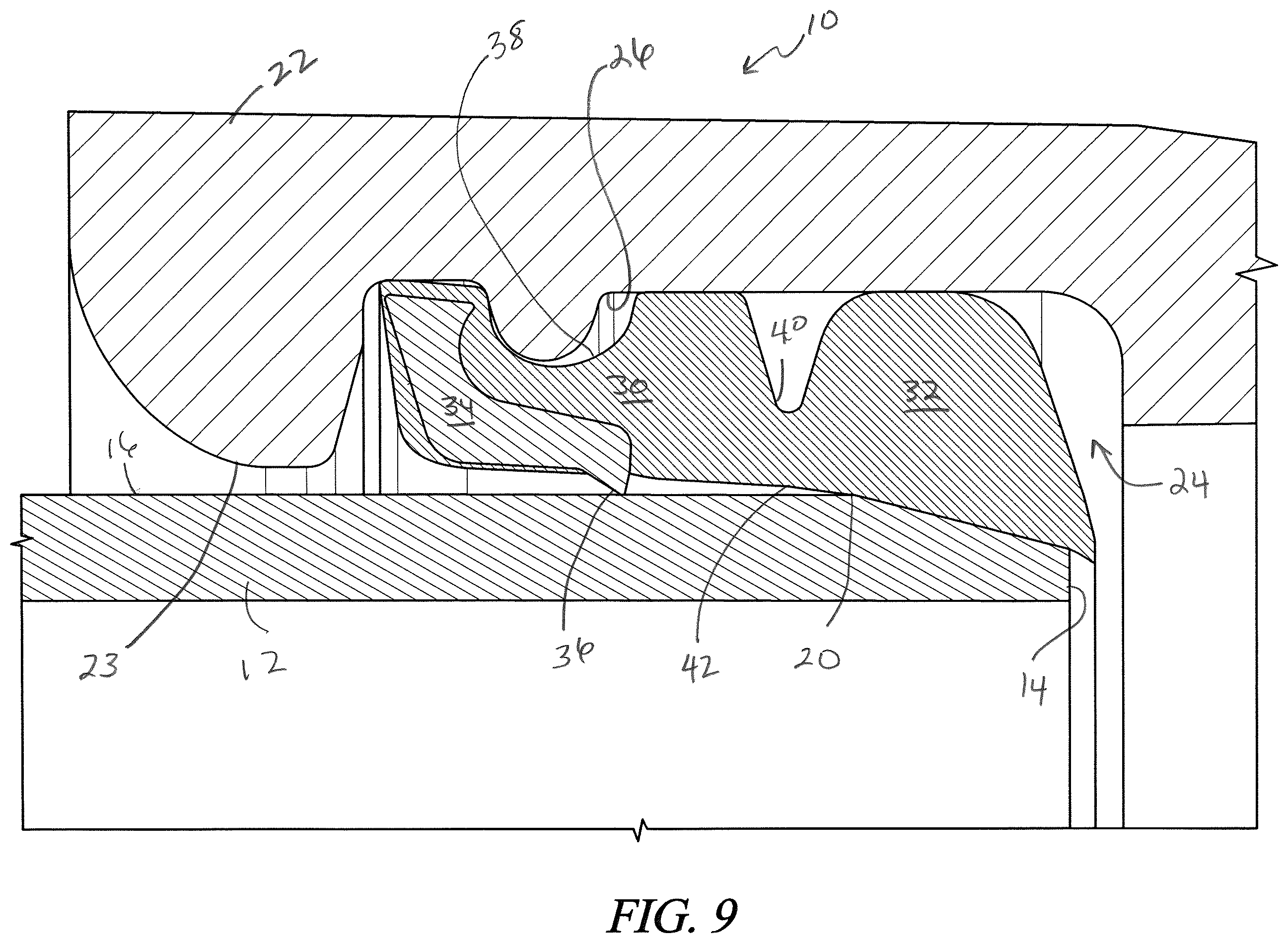 Patent US12590660 Figure 6 – Reduced assembly force restraining gasket