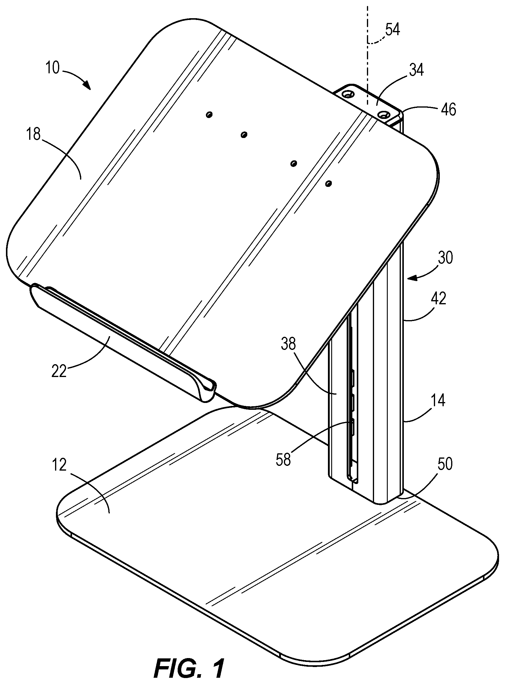 Patent US12590668 Figure 1 – Adjustable support