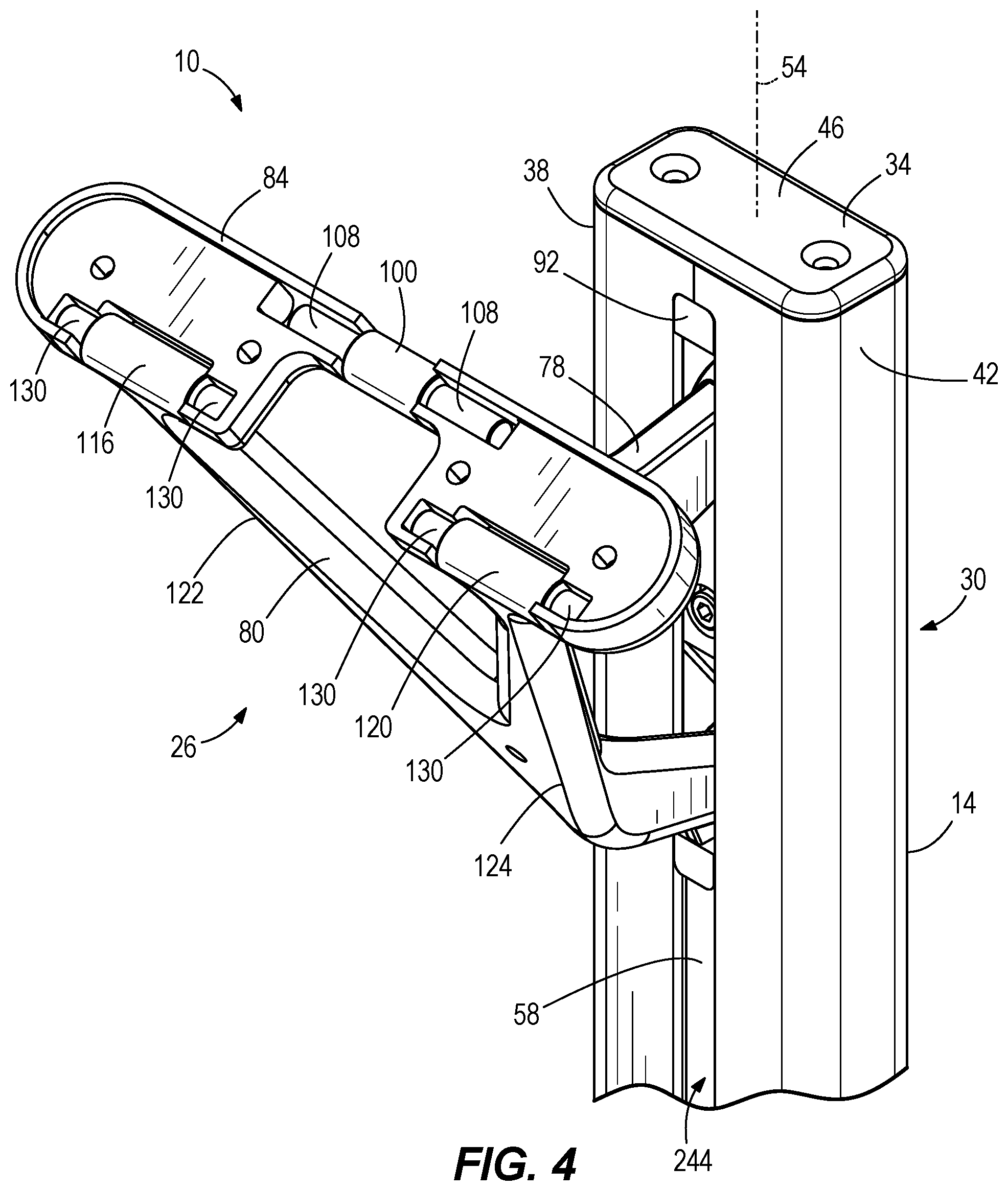Patent US12590668 Figure 4 – Adjustable support