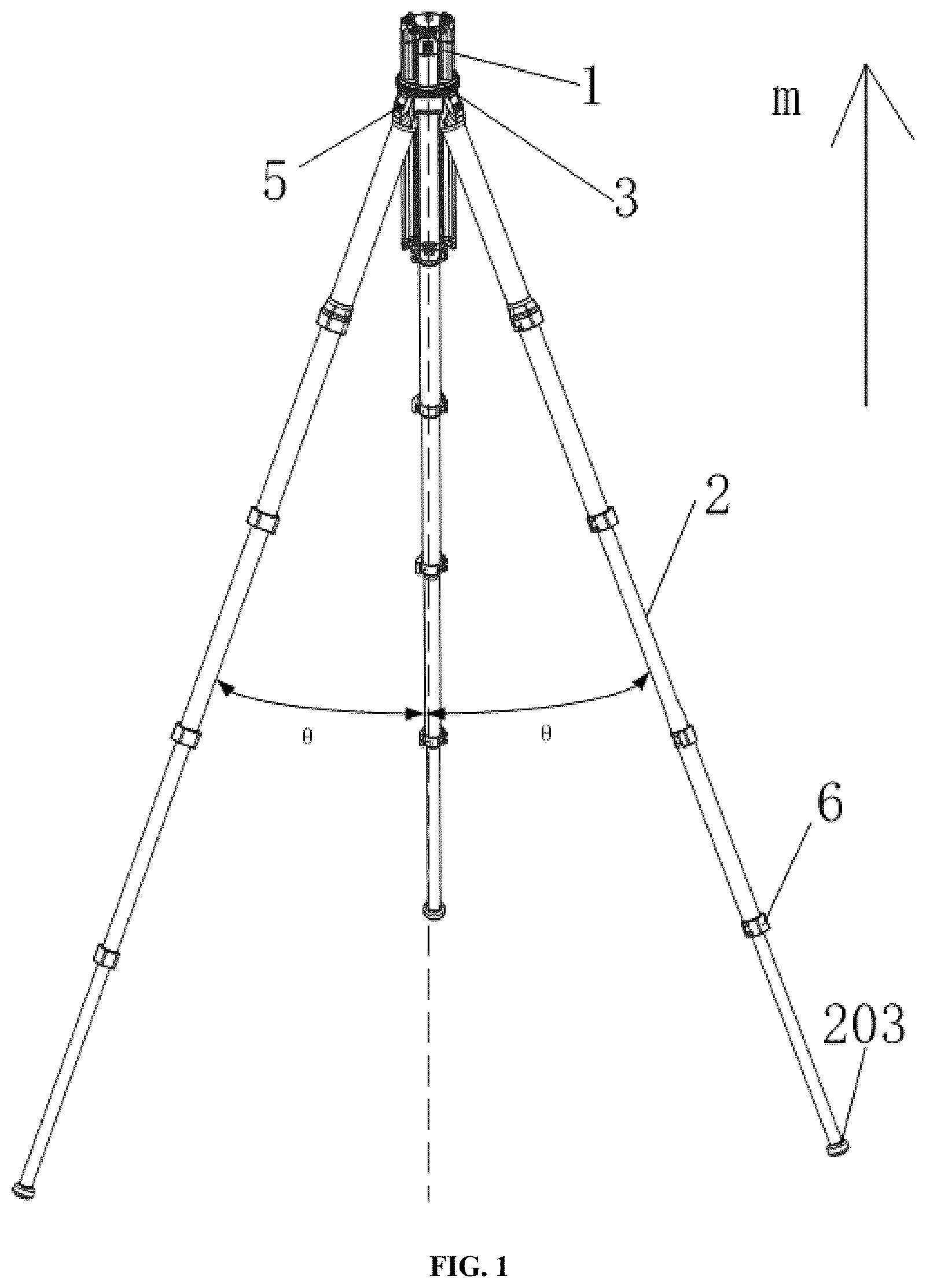 Patent US12590671 Figure 1 – Combined tripod