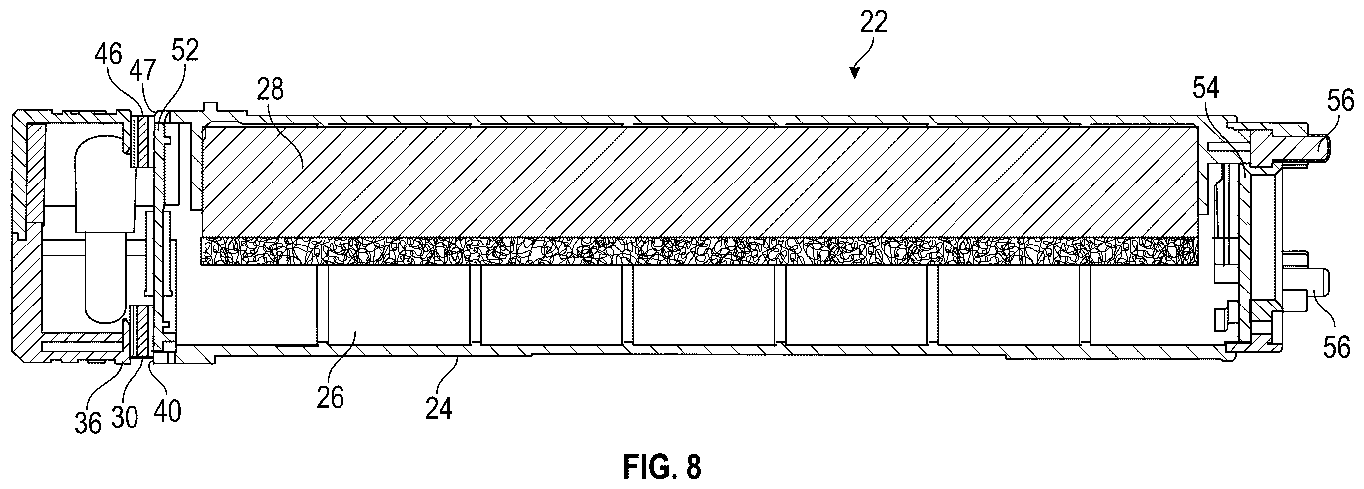 Patent US12590681 Figure 9 – Flashlight with rechargeable battery assembly