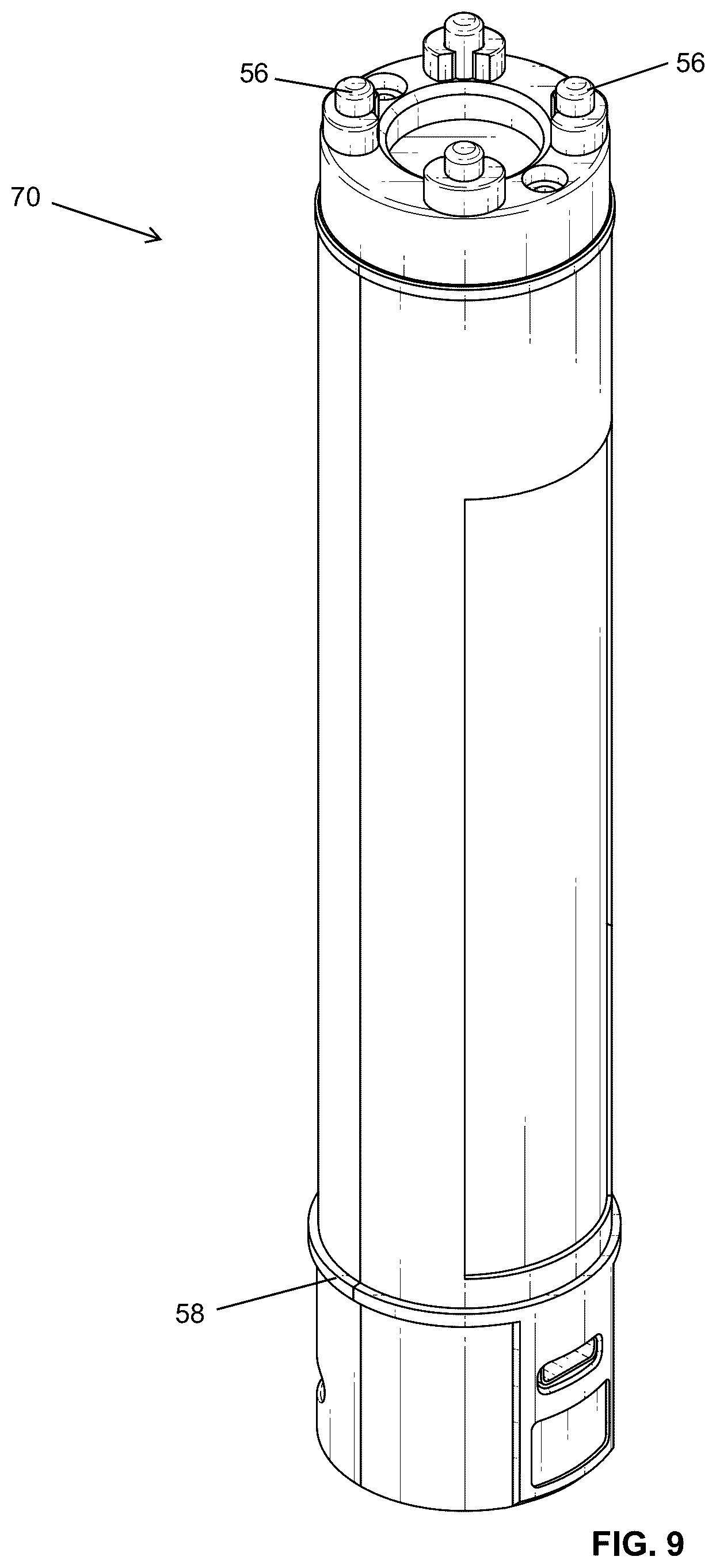 Patent US12590681 Figure 10 – Flashlight with rechargeable battery assembly