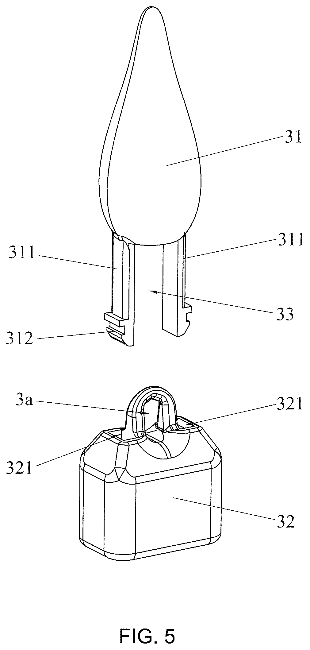 Patent US12590683 Figure 5 – Simulated flame lamp