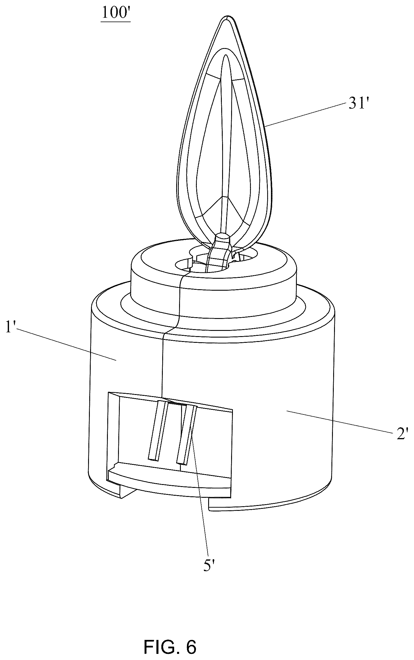 Patent US12590683 Figure 6 – Simulated flame lamp