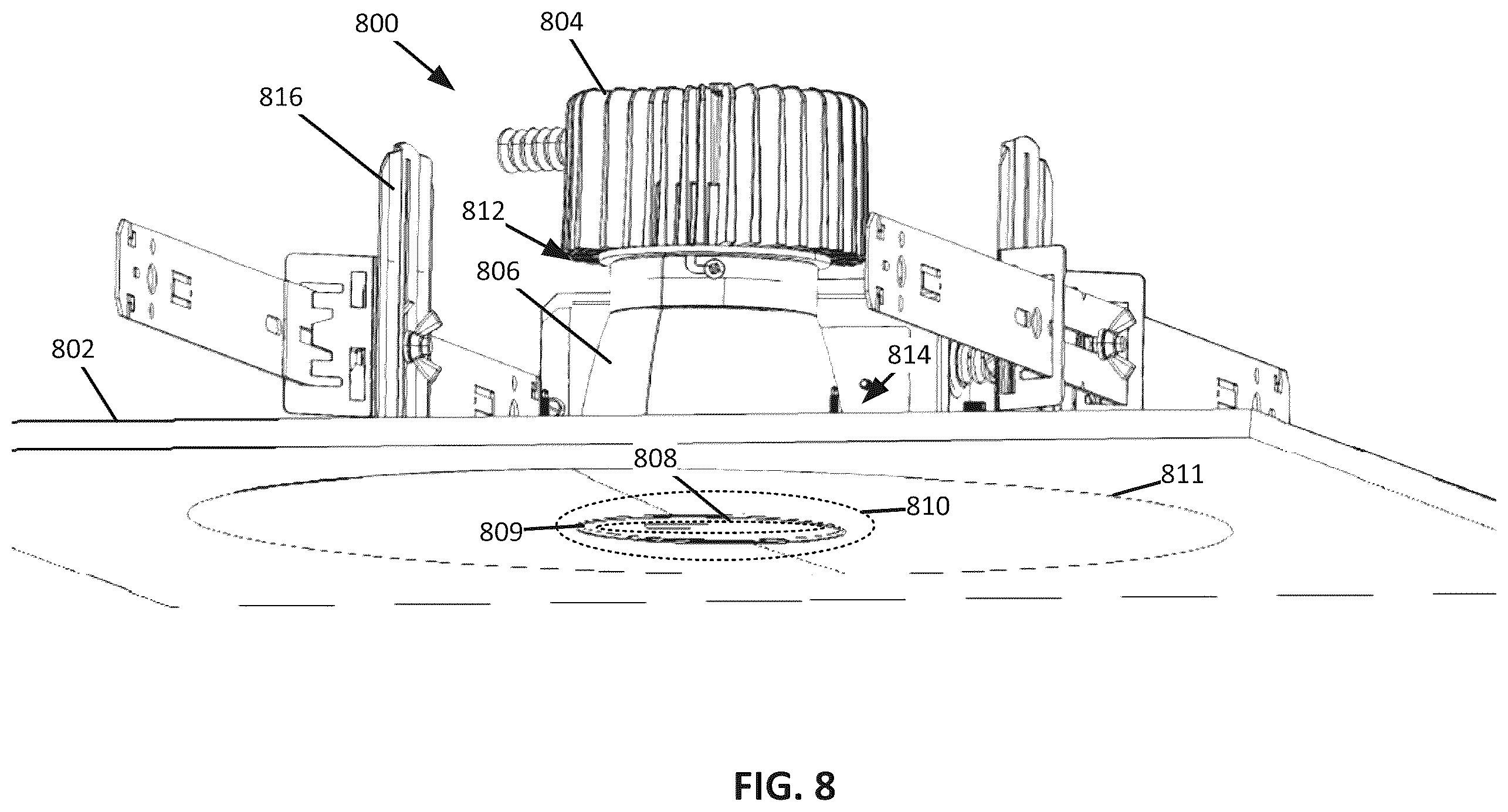 Patent US12590690 Figure 8 – Lighting fixture