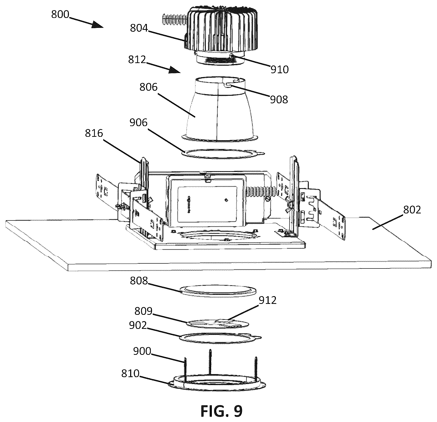 Patent US12590690 Figure 9 – Lighting fixture