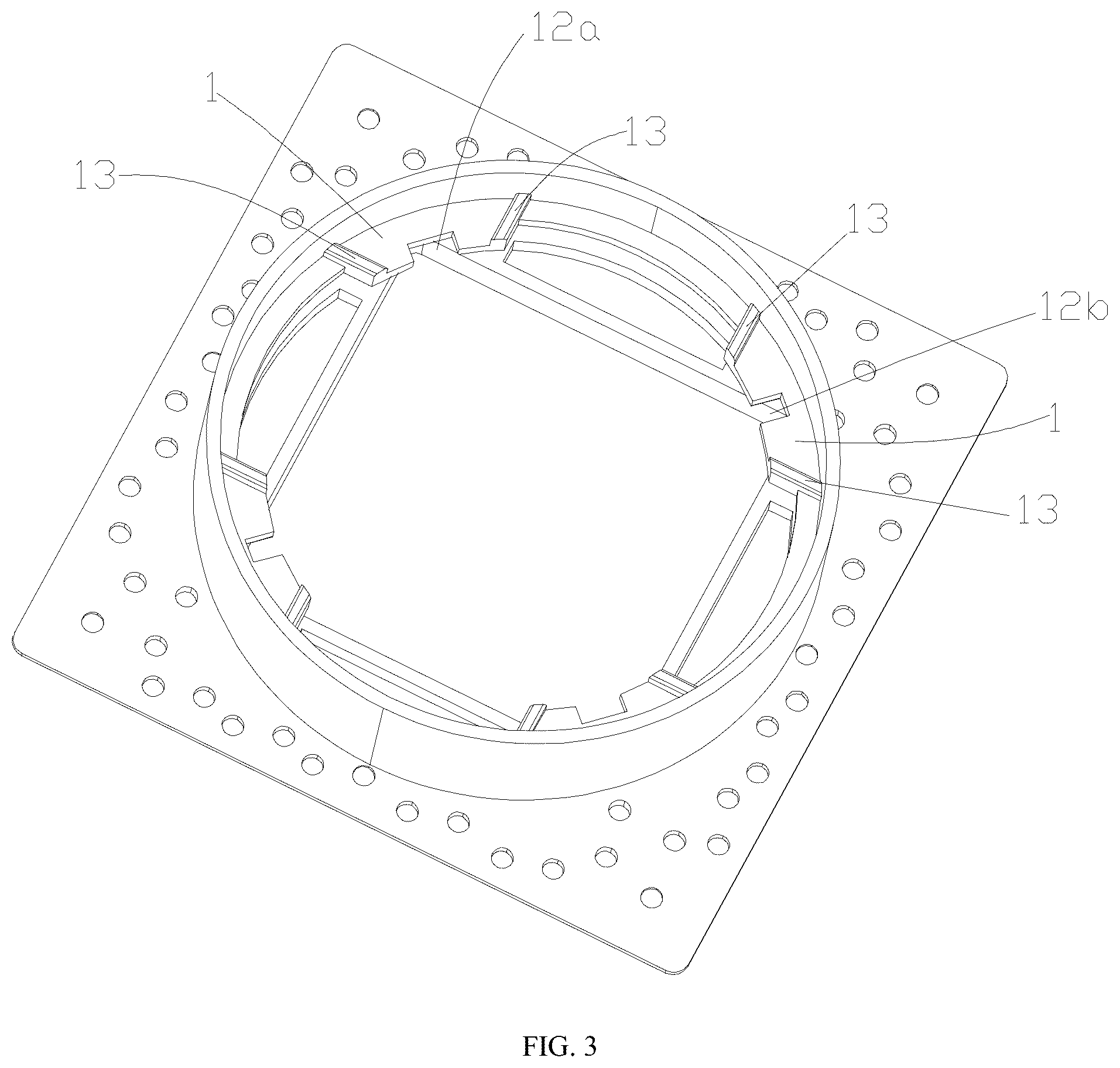Patent US12590692 Figure 3 – Clamp slot structure for rotatable spotlight