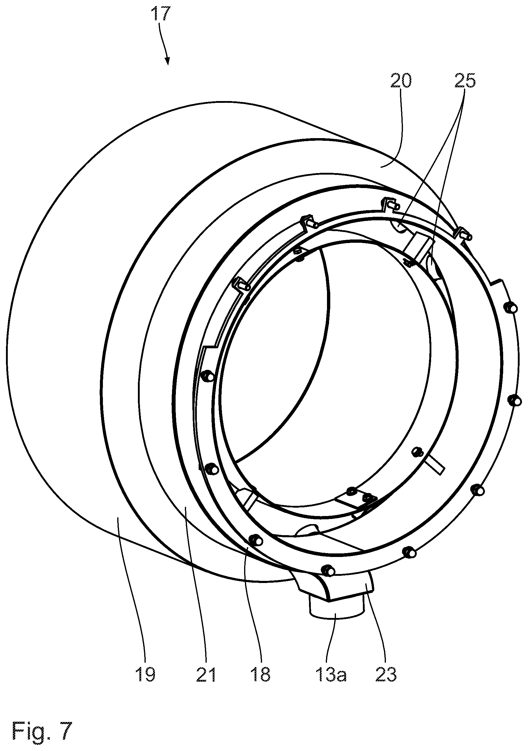 Patent US12590697 Figure 7 – Distribution ring for fuel in a burner, burner having such a distribution ring and drying drum having such a burner