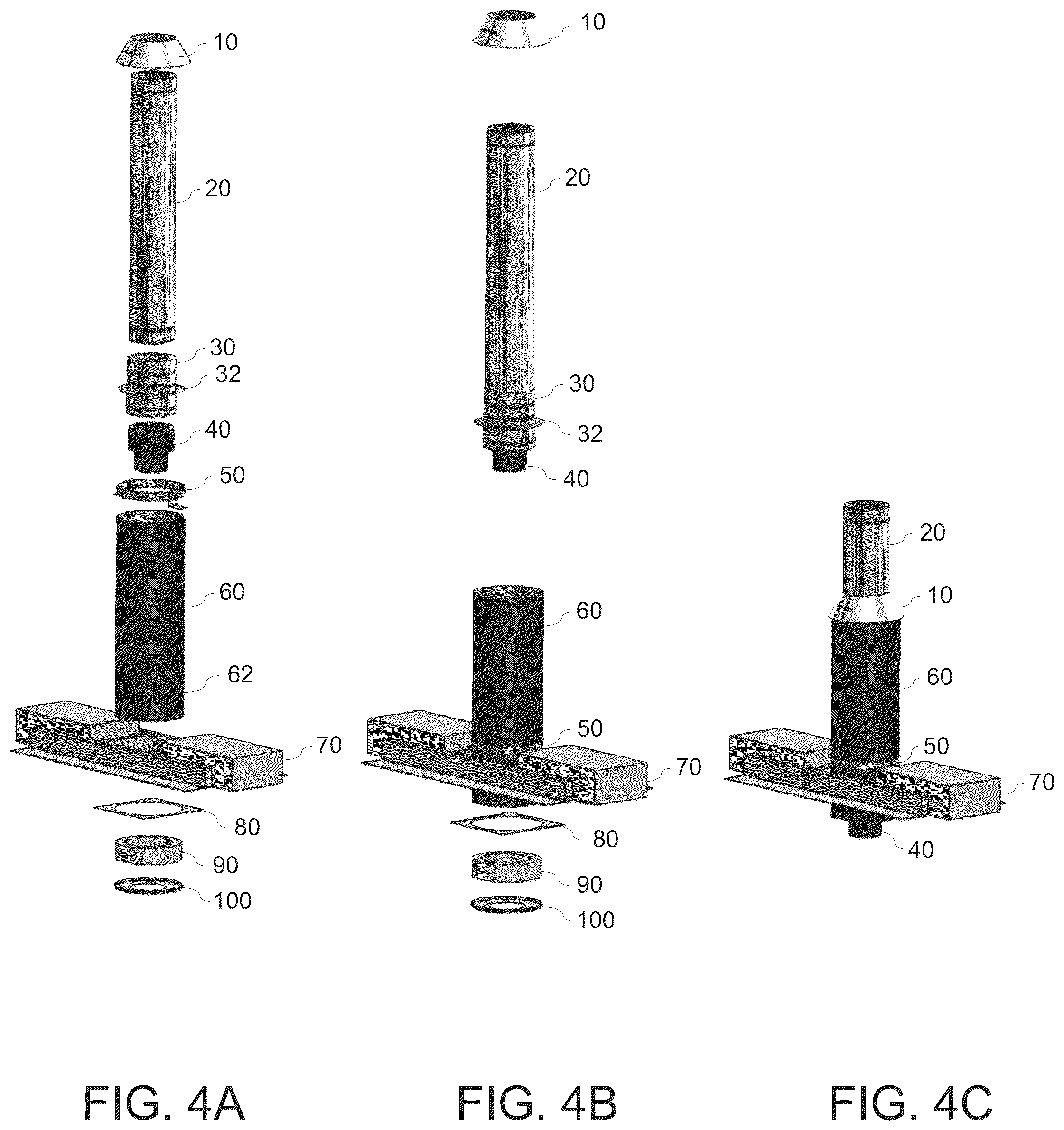 Patent US12590701 Figure 4 – Pass-through device for a chimney