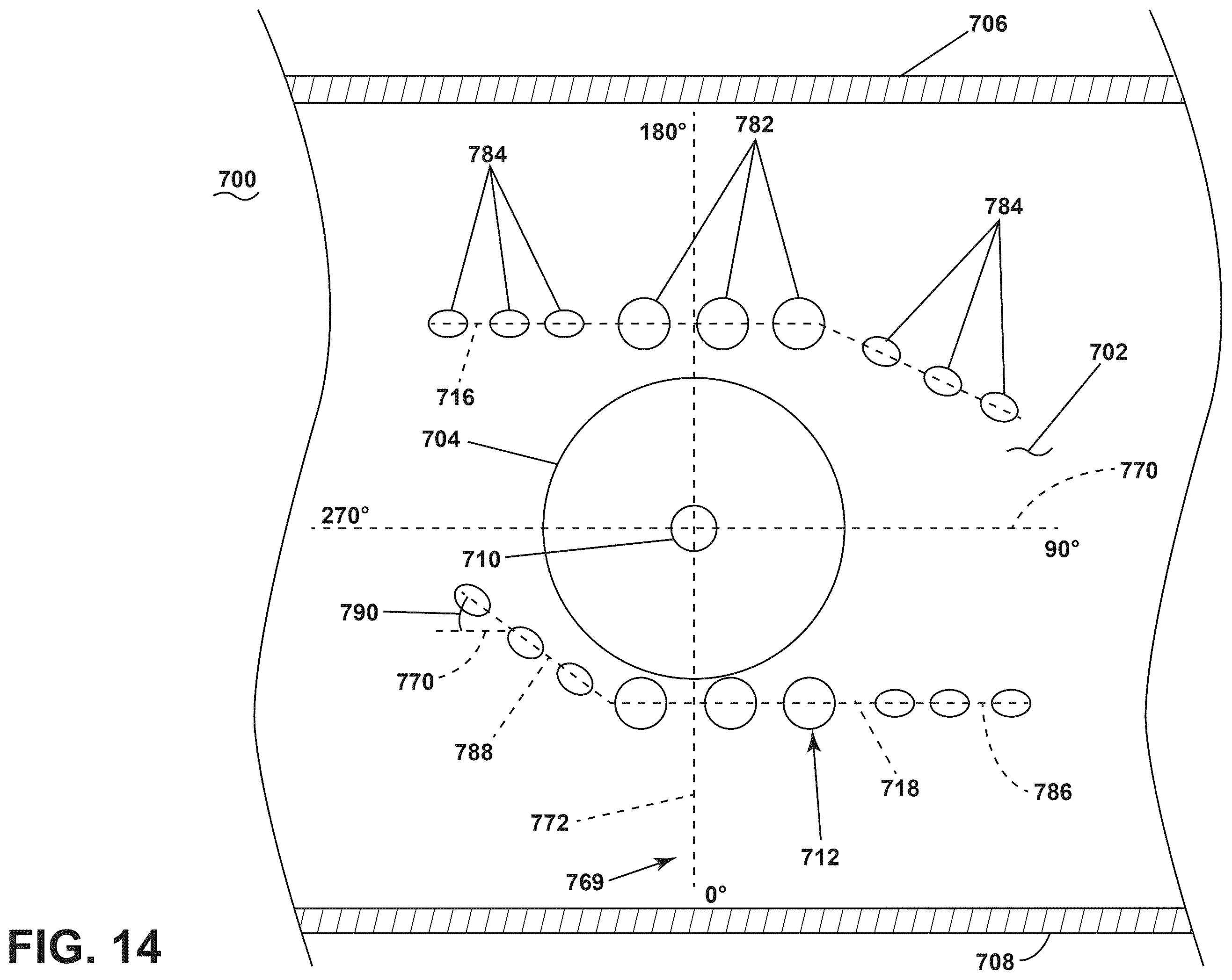 Patent US12590702 Figure 14 – Gas turbine engine combustor with a set of dilution passages