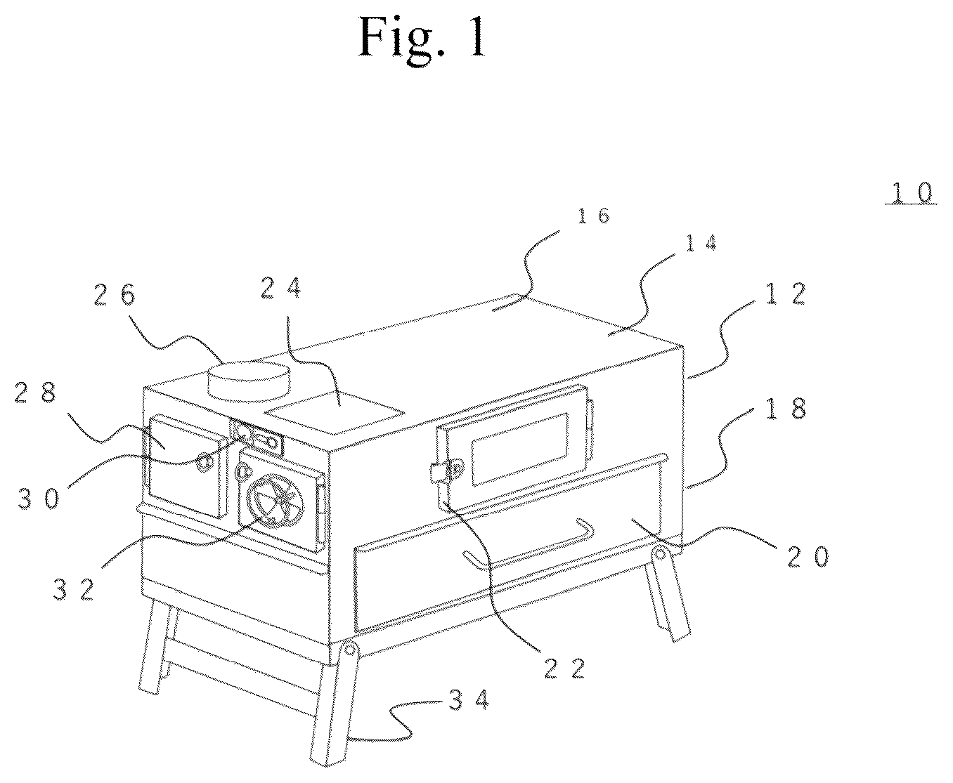Patent US12590704 — Wood stove — Figure 1