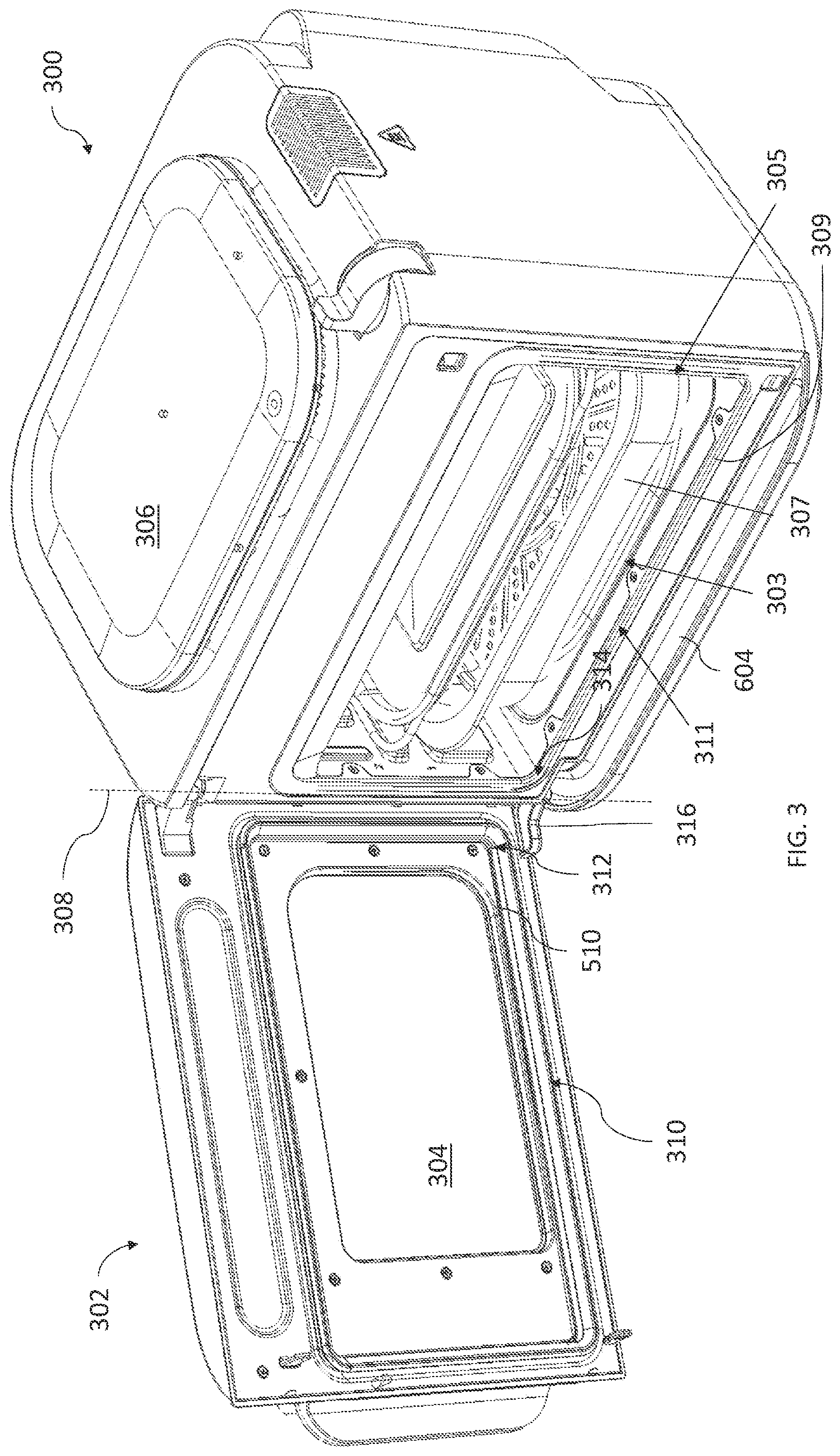 Patent US12590706 Figure 4 – Cooking device drainage systems