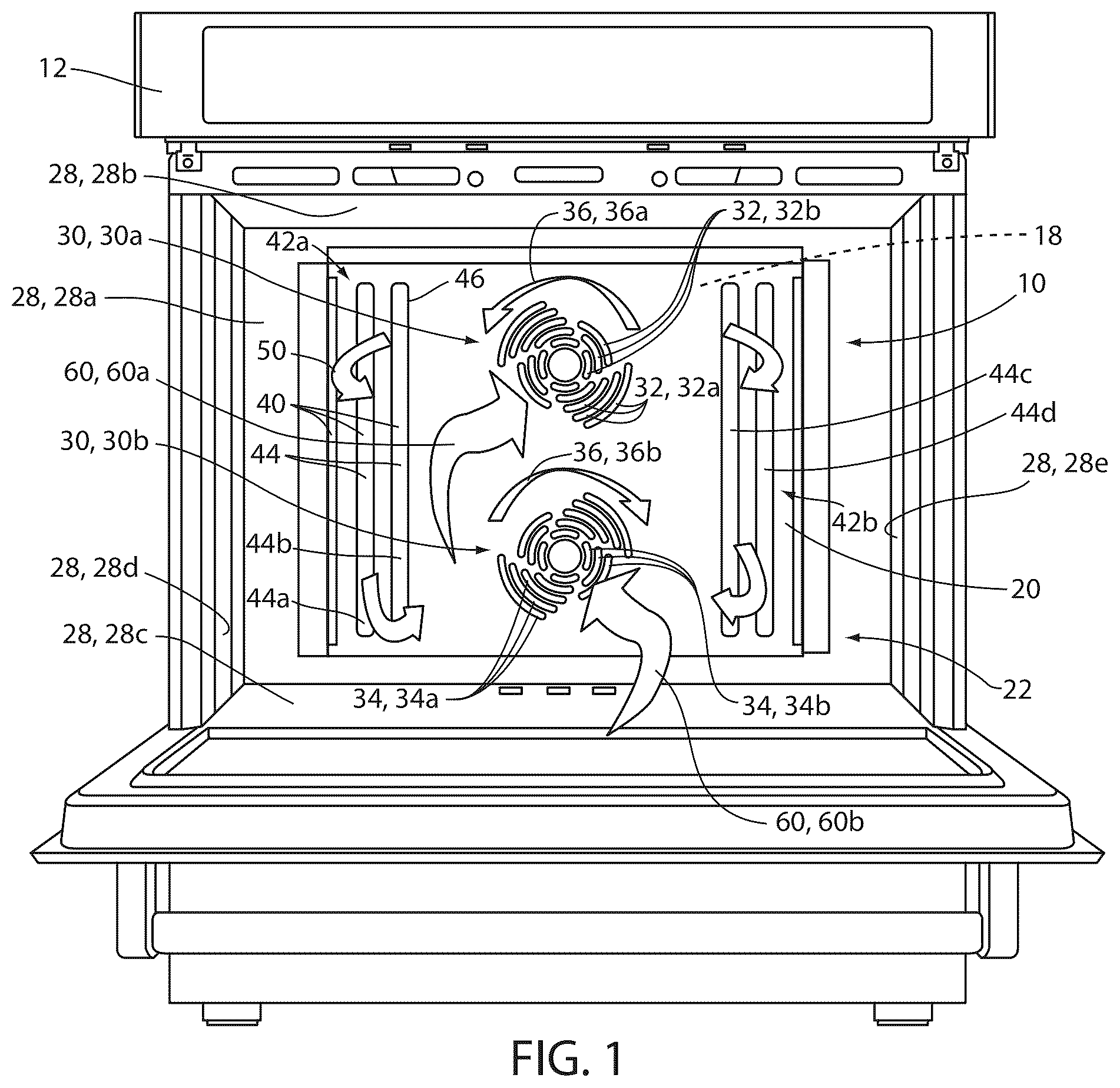 Patent US12590707 — System and method for improved convection airflow in a cooking appliance — Figure 1