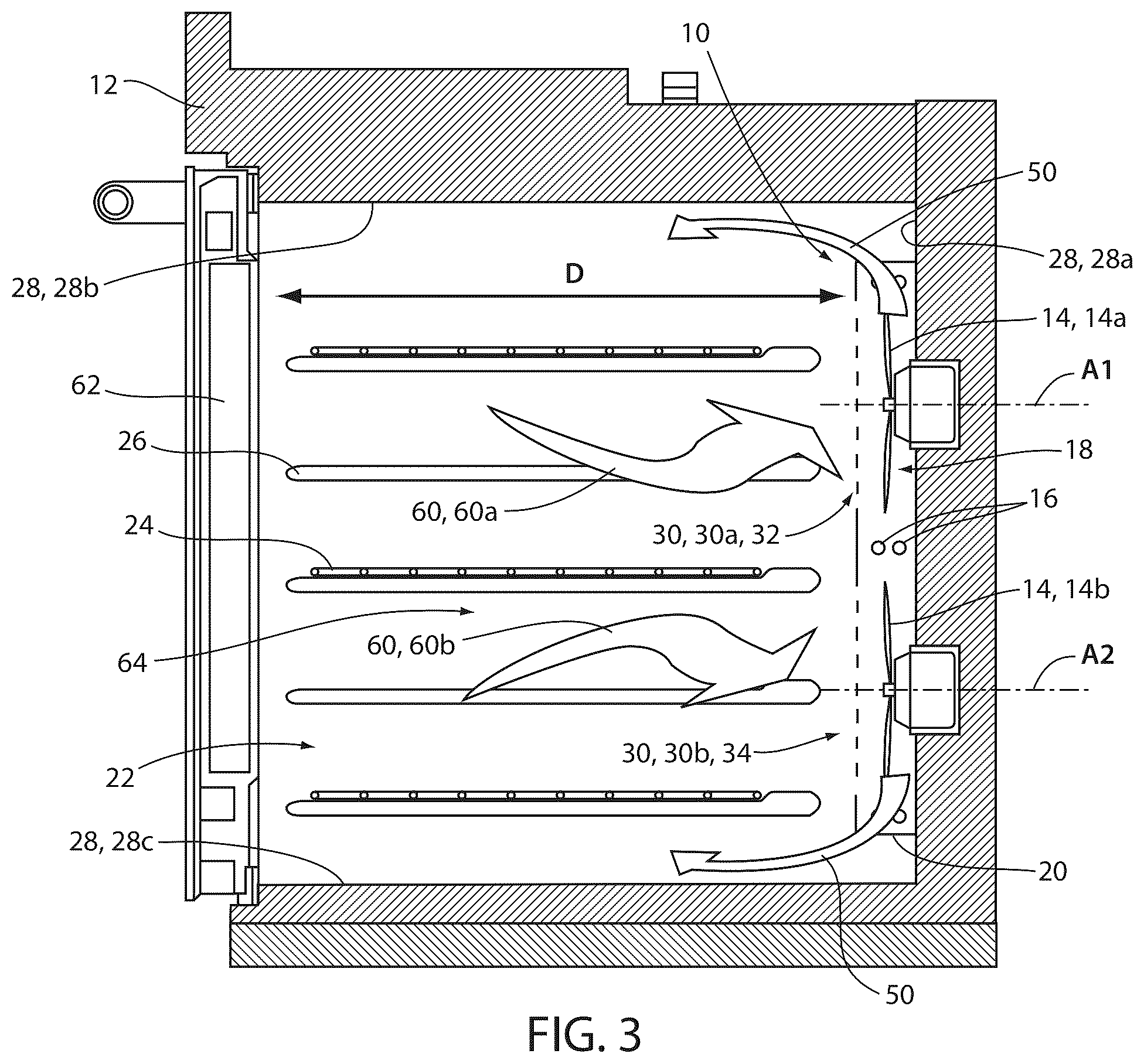Patent US12590707 Figure 3 – System and method for improved convection airflow in a cooking appliance