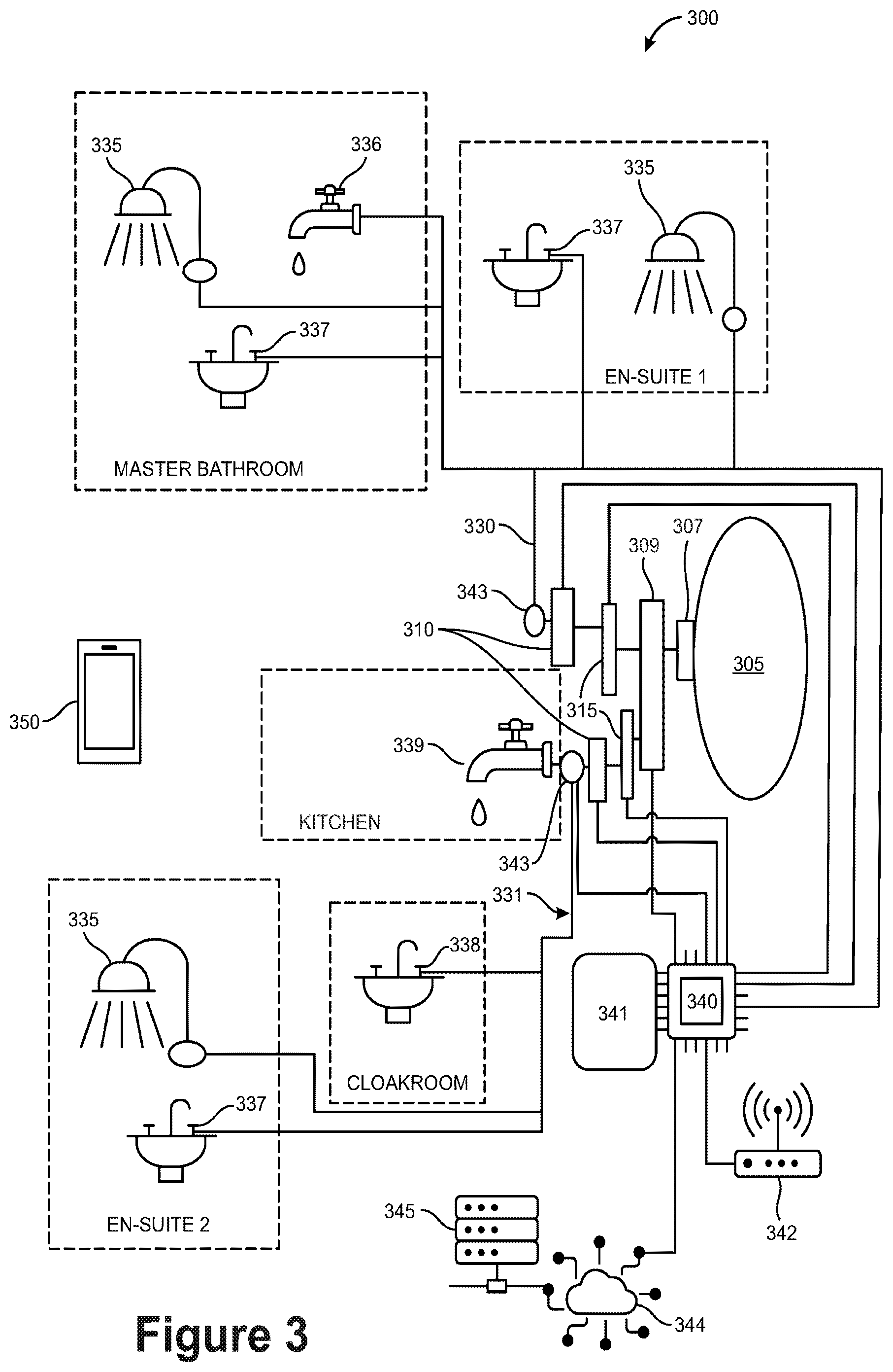 Patent US12590713 Figure 3 – Methods and systems and apparatus to support reduced energy and water usage