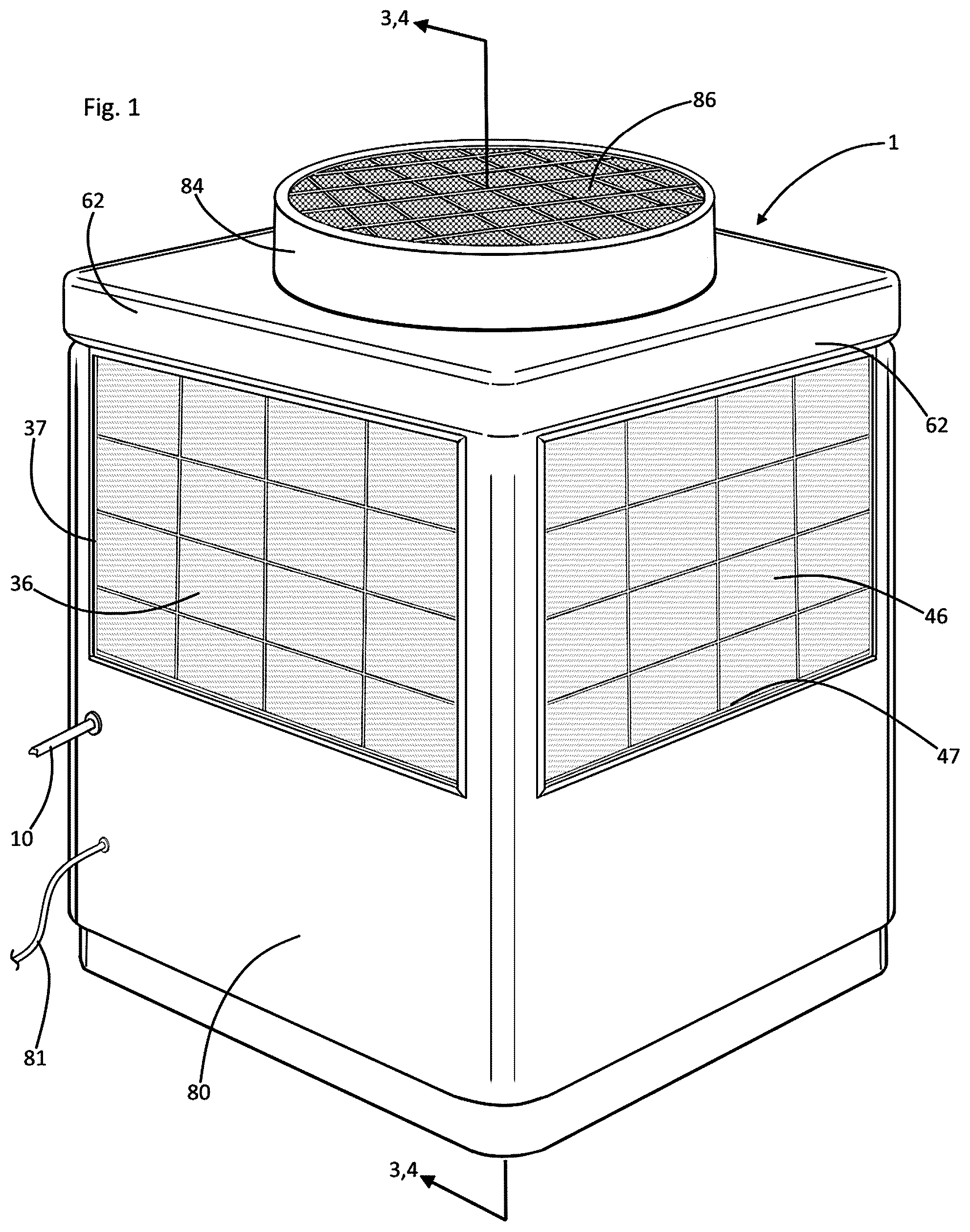 Patent US12590715 Figure 1 – Air conditioner condenser unit