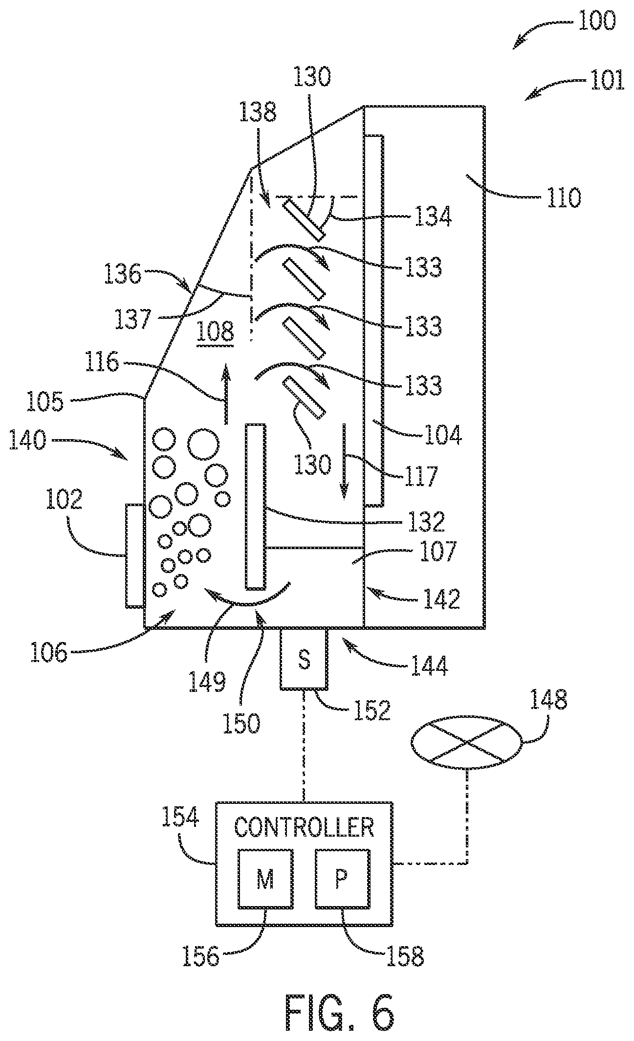 Patent US12590716 Figure 6 – Cooling system with intermediate chamber