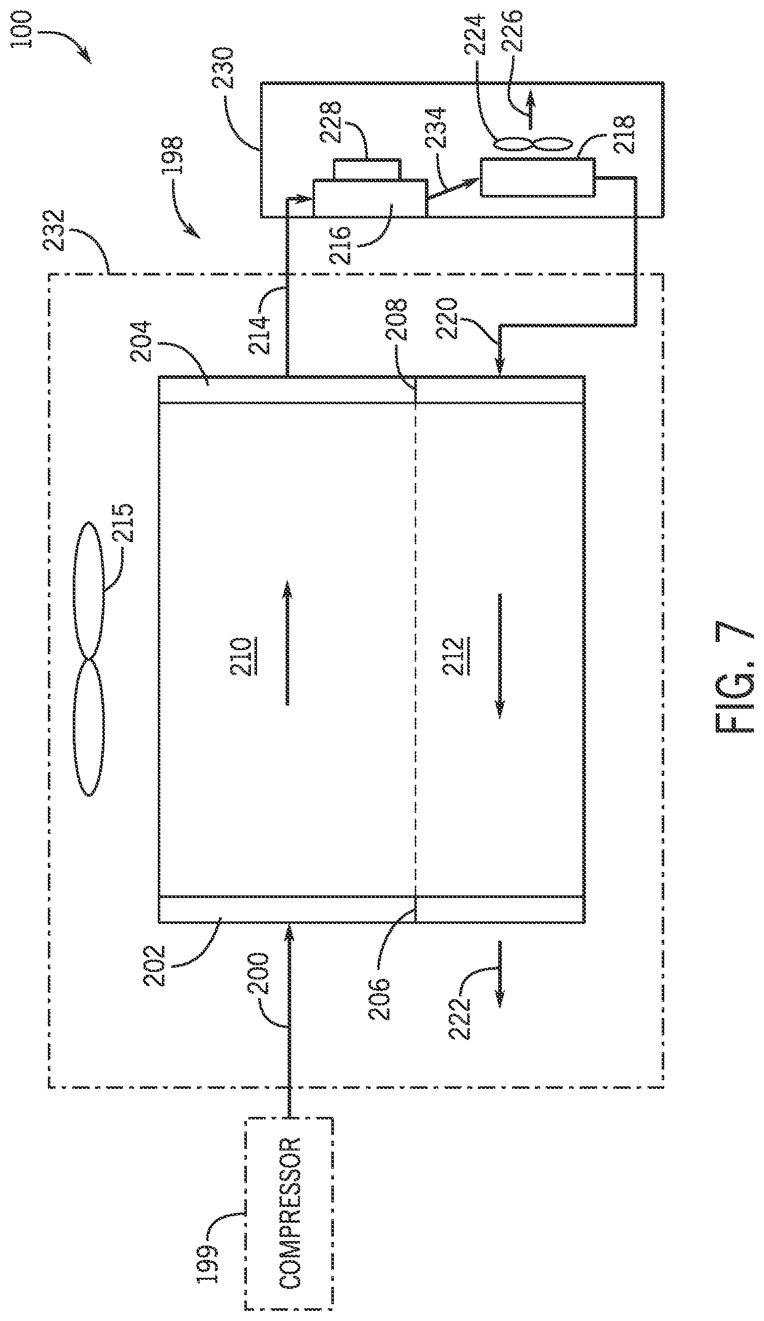 Patent US12590716 Figure 7 – Cooling system with intermediate chamber