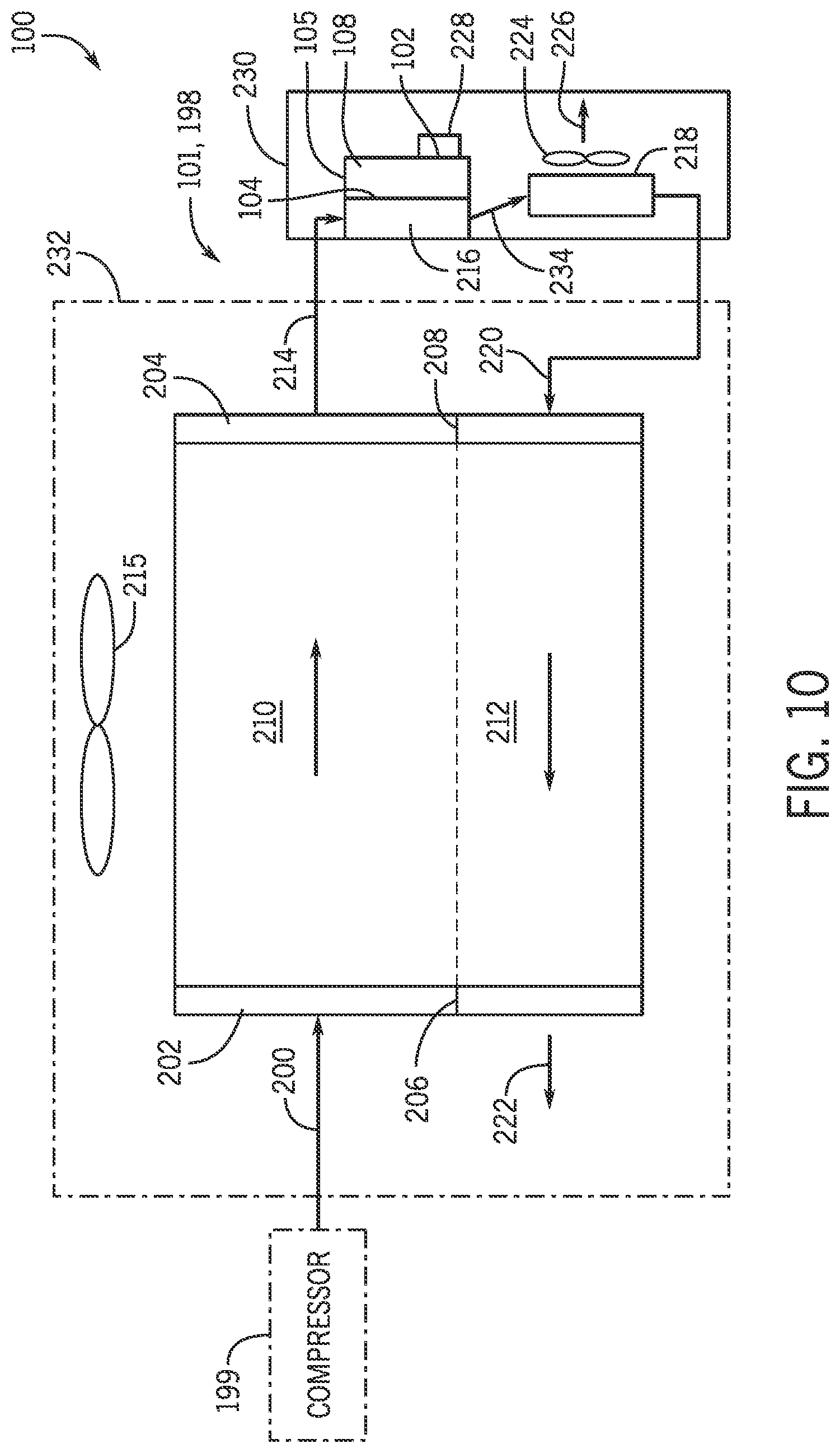 Patent US12590716 Figure 9 – Cooling system with intermediate chamber