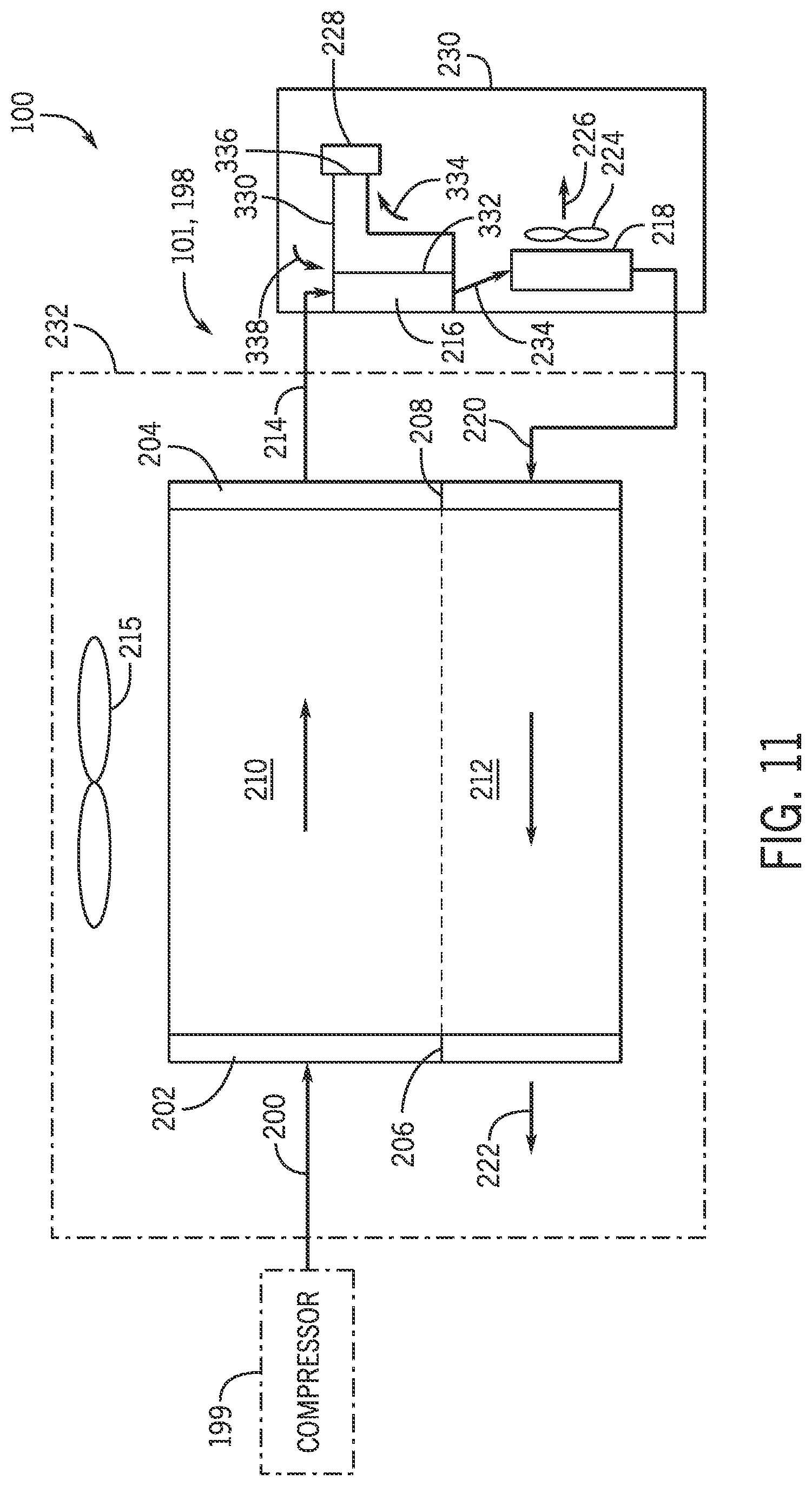 Patent US12590716 Figure 10 – Cooling system with intermediate chamber