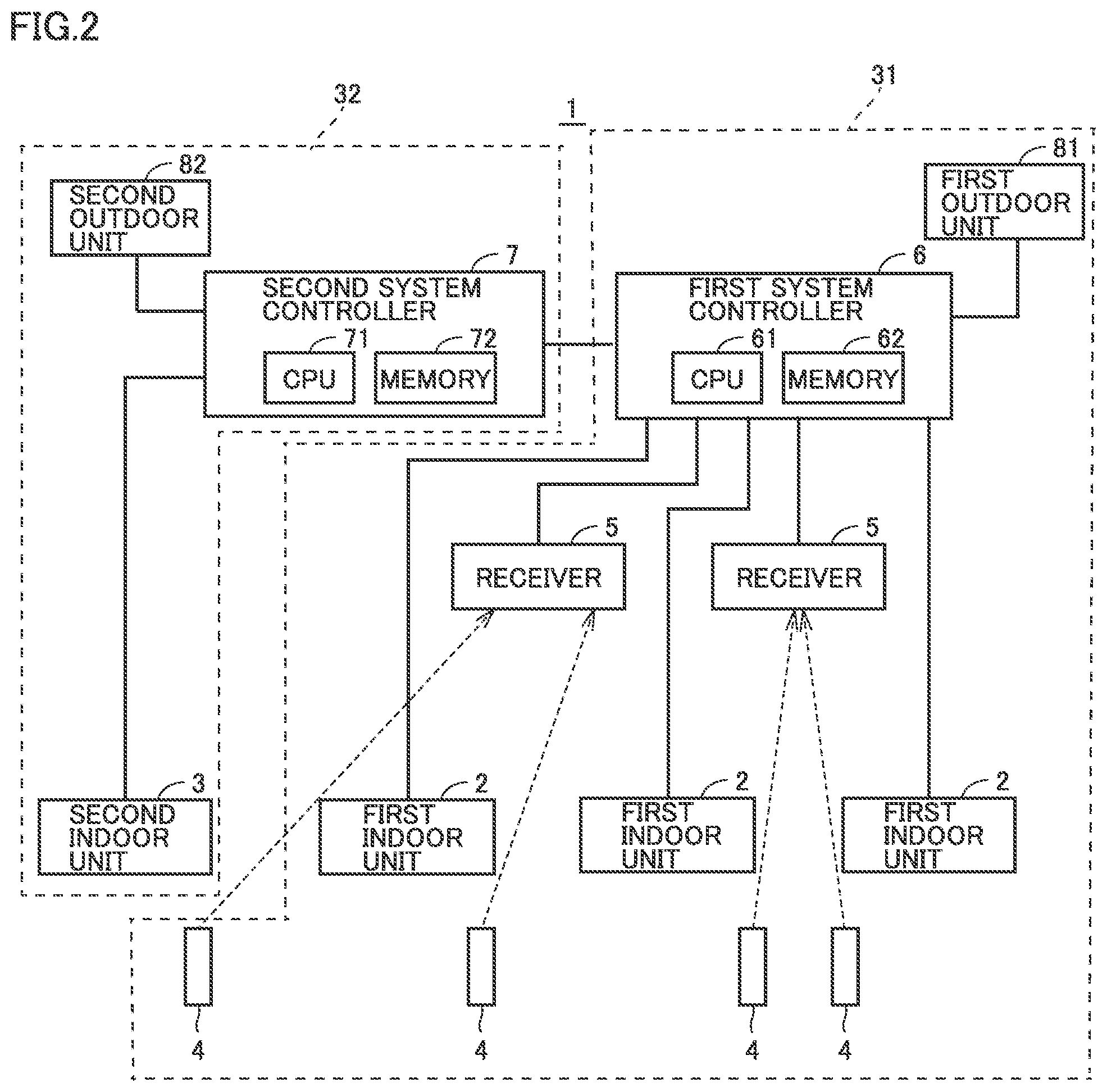 Patent US12590724 Figure 2 – Air-conditioning system and control device