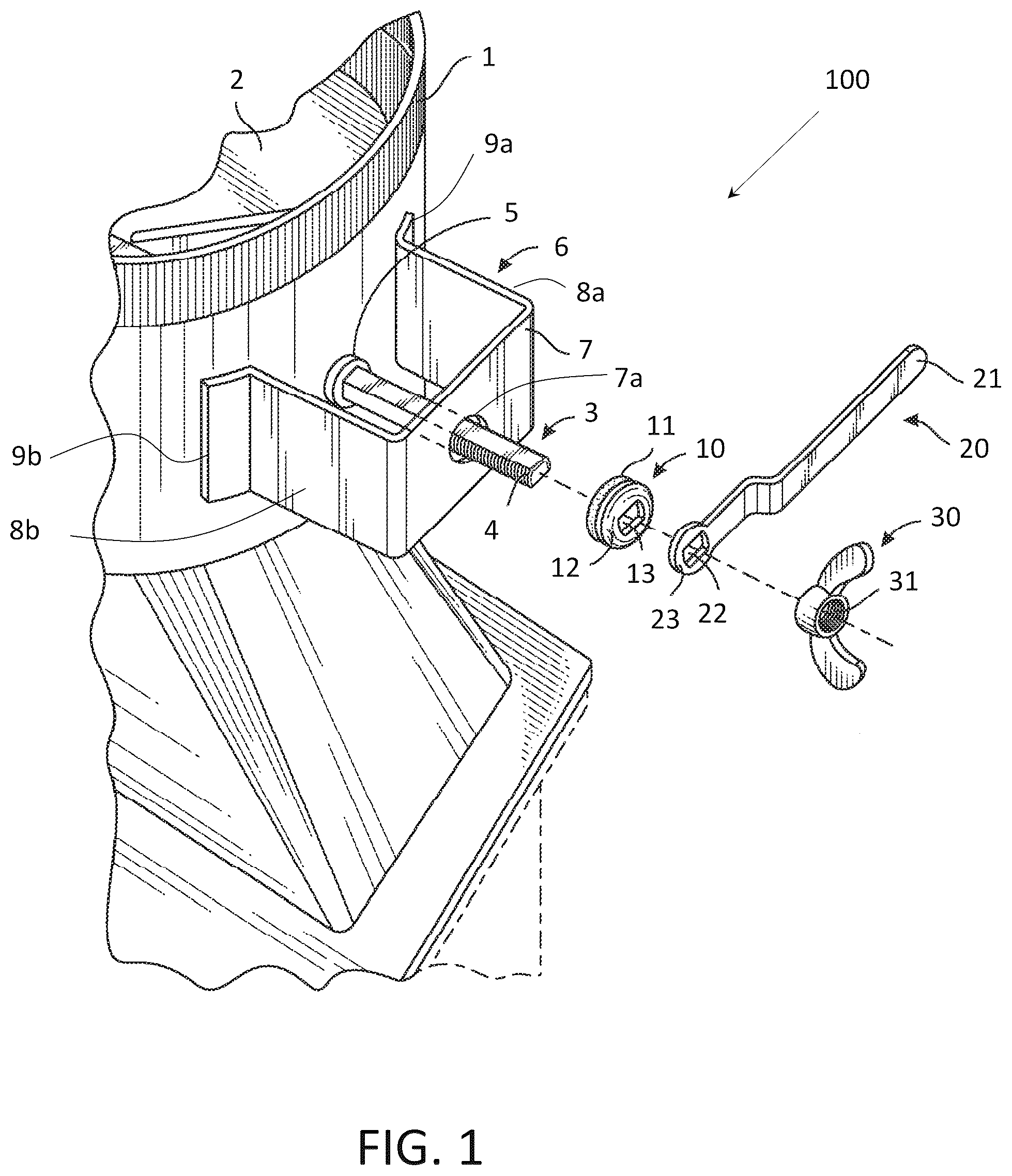 Patent US12590727 Figure 1 – Standoff for ductwork damper assembly, ductwork damper assembly incorporating same and method of assembling ductwork damper assembly