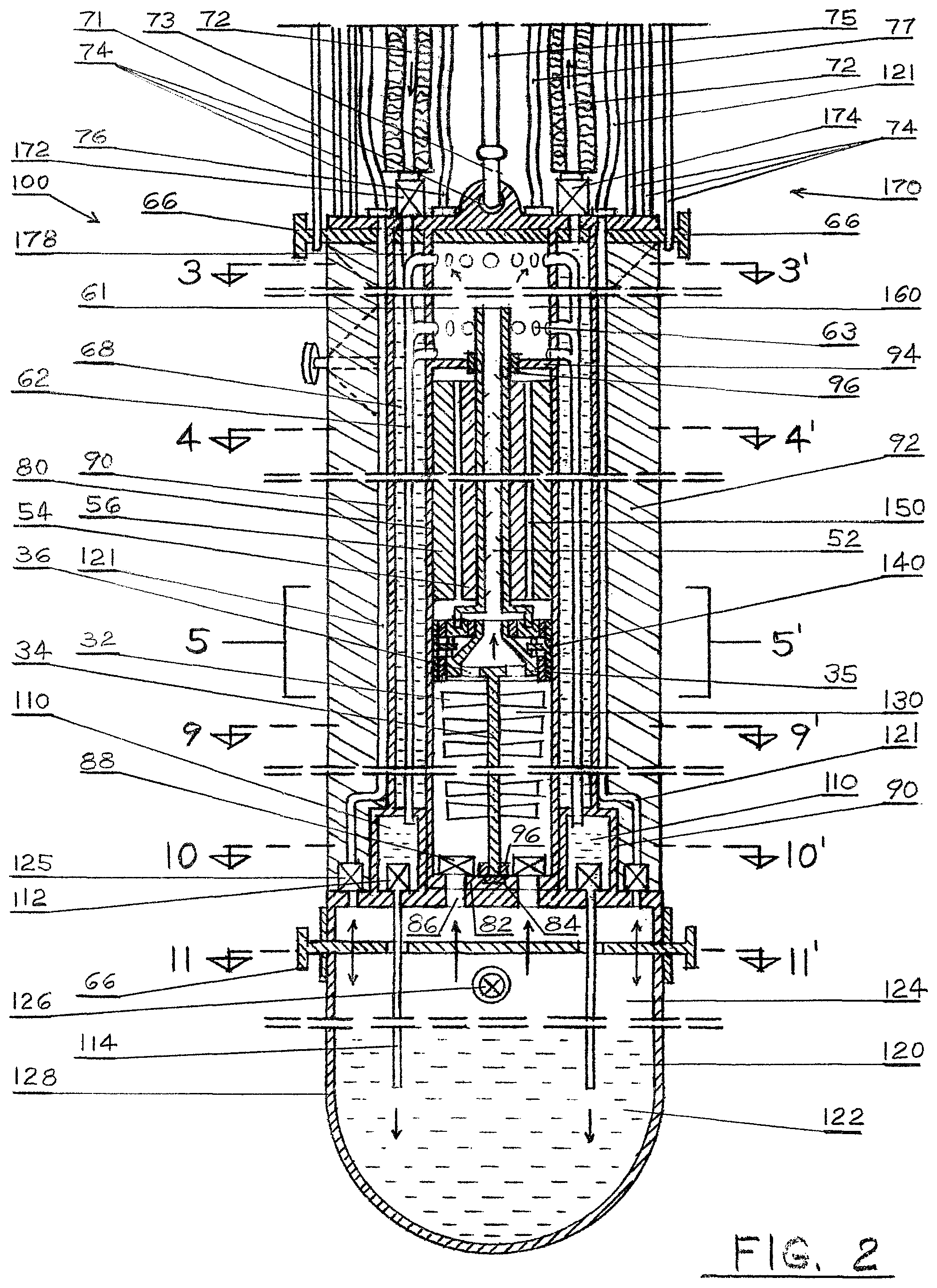 Patent US12590736 Figure 2 – System for restoration of a salty body of water that harnesses hydro, solar, and geothermal energy, to be used in remote locations and different applications including the production of distilled water from a salty body of water