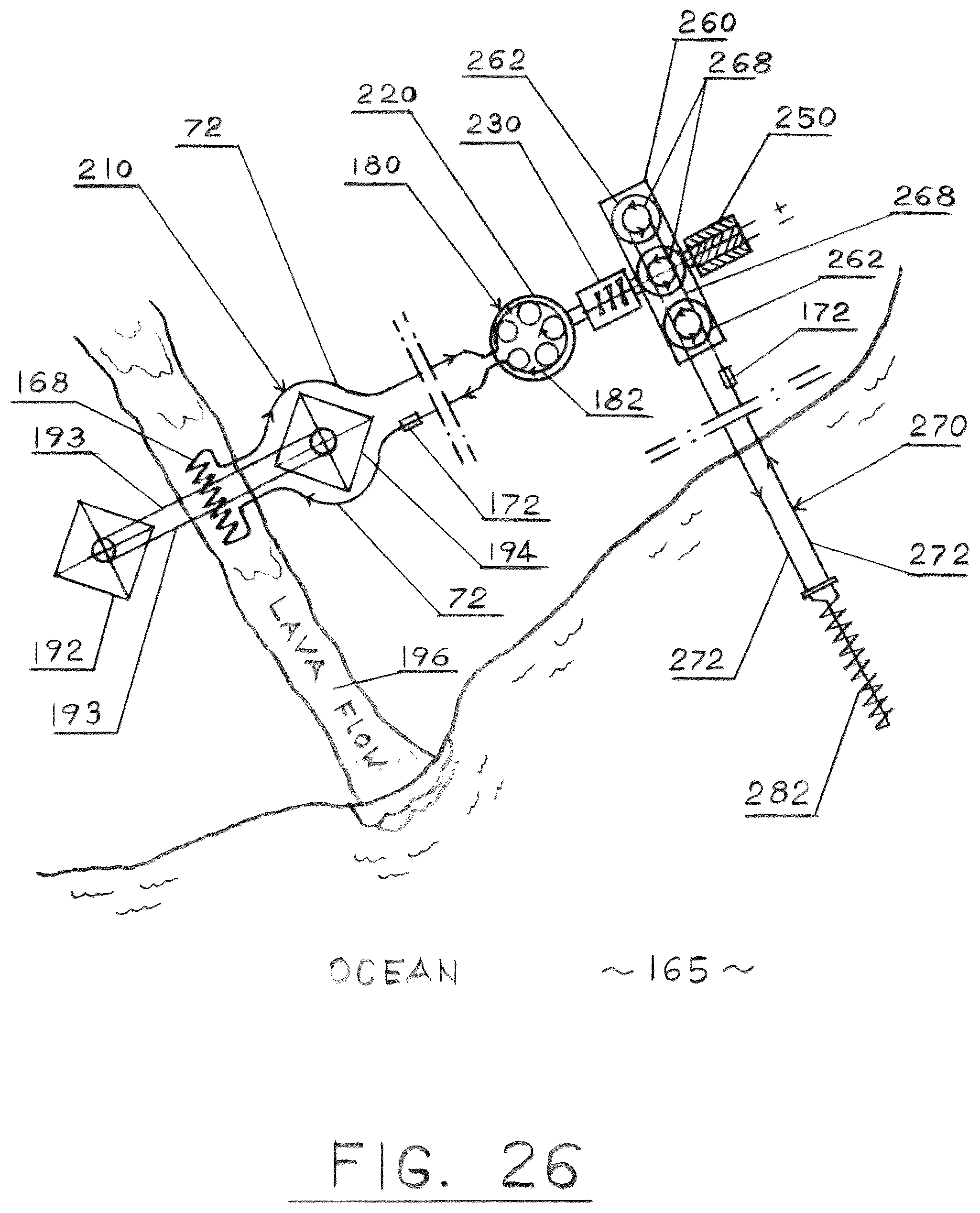 Patent US12590736 Figure 20 – System for restoration of a salty body of water that harnesses hydro, solar, and geothermal energy, to be used in remote locations and different applications including the production of distilled water from a salty body of water