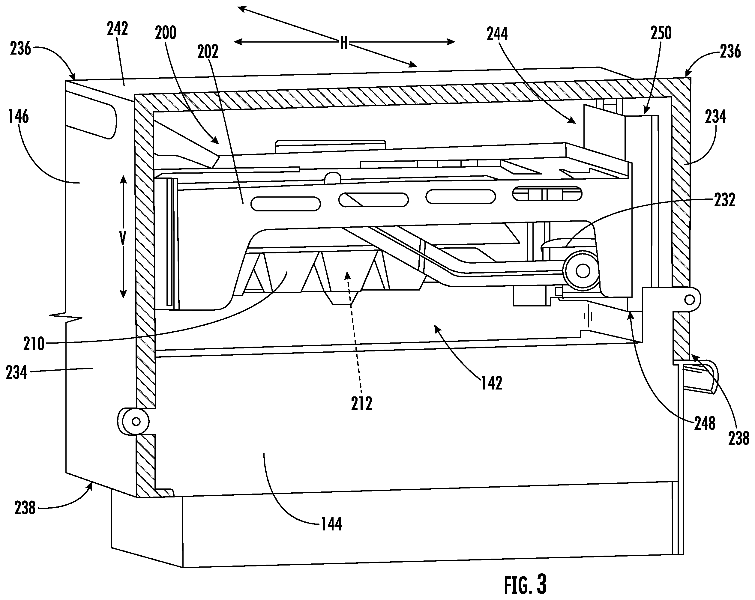Patent US12590746 Figure 3 – Refrigerator and ice making assembly for producing high-quality ice