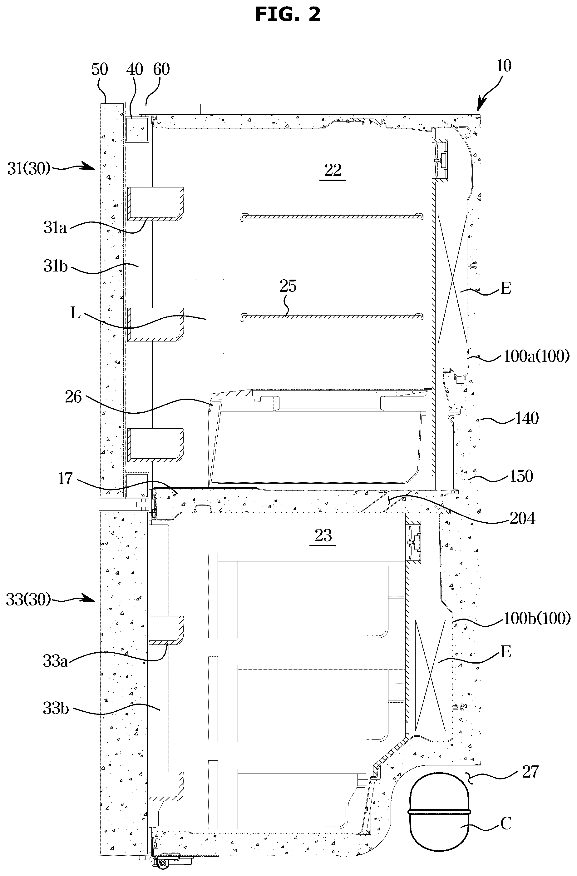 Patent US12590750 Figure 2 – Refrigerator