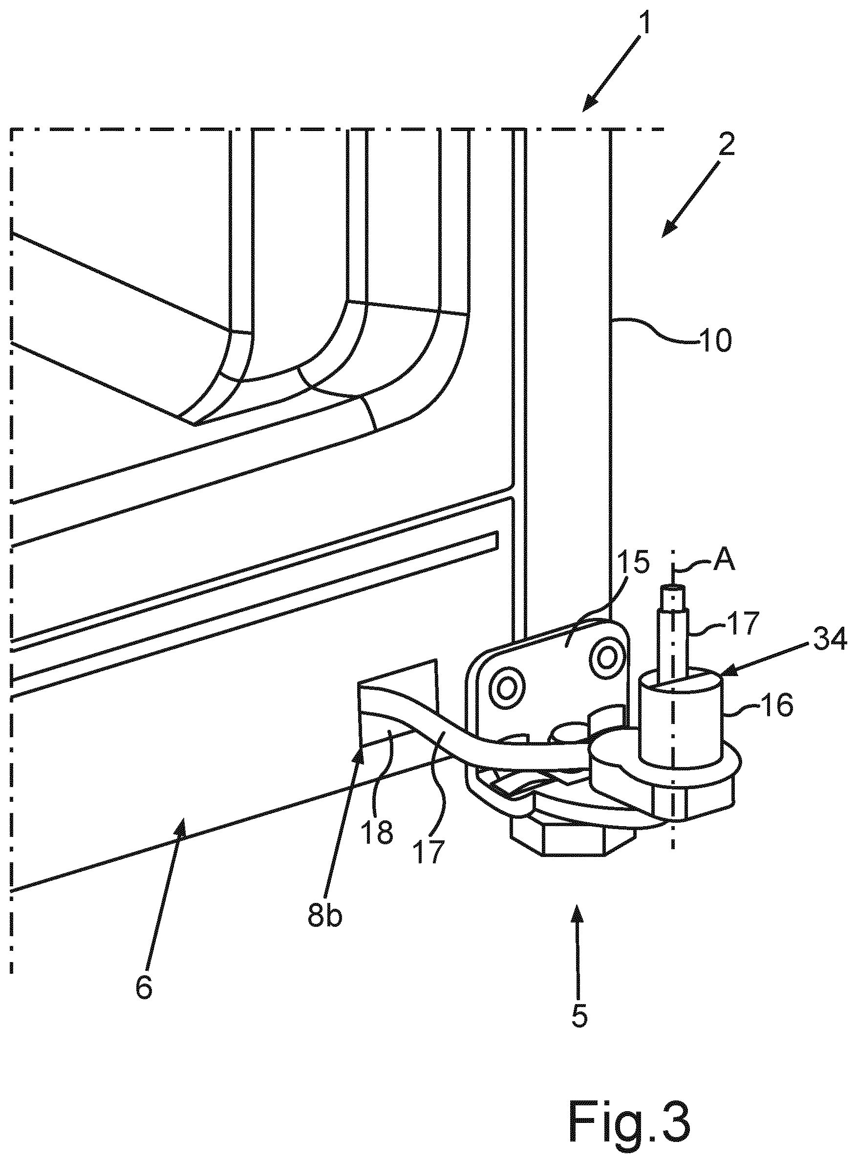 Patent US12590751 Figure 3 – Domestic appliance having a symmetrical bracket of a hinge for a door