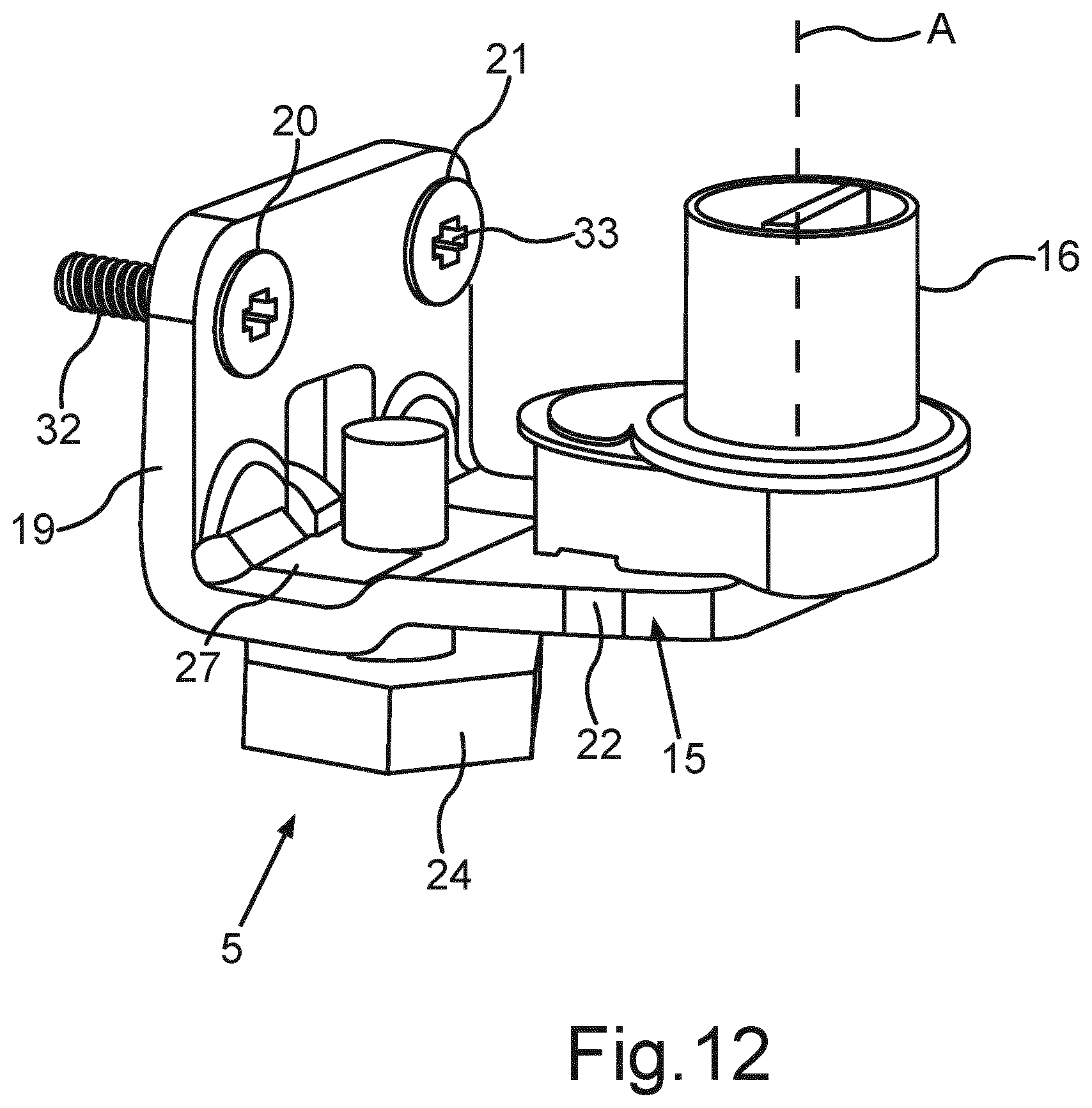Patent US12590751 Figure 12 – Domestic appliance having a symmetrical bracket of a hinge for a door