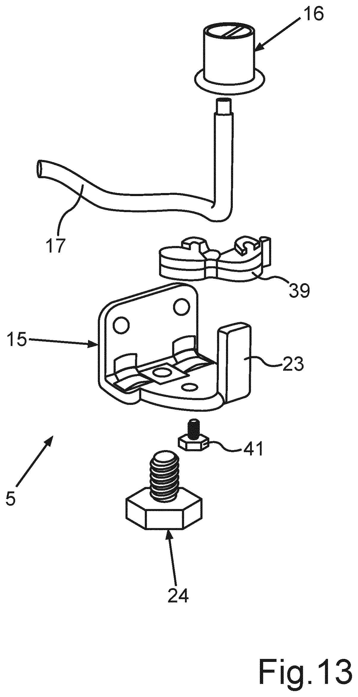 Patent US12590751 Figure 13 – Domestic appliance having a symmetrical bracket of a hinge for a door