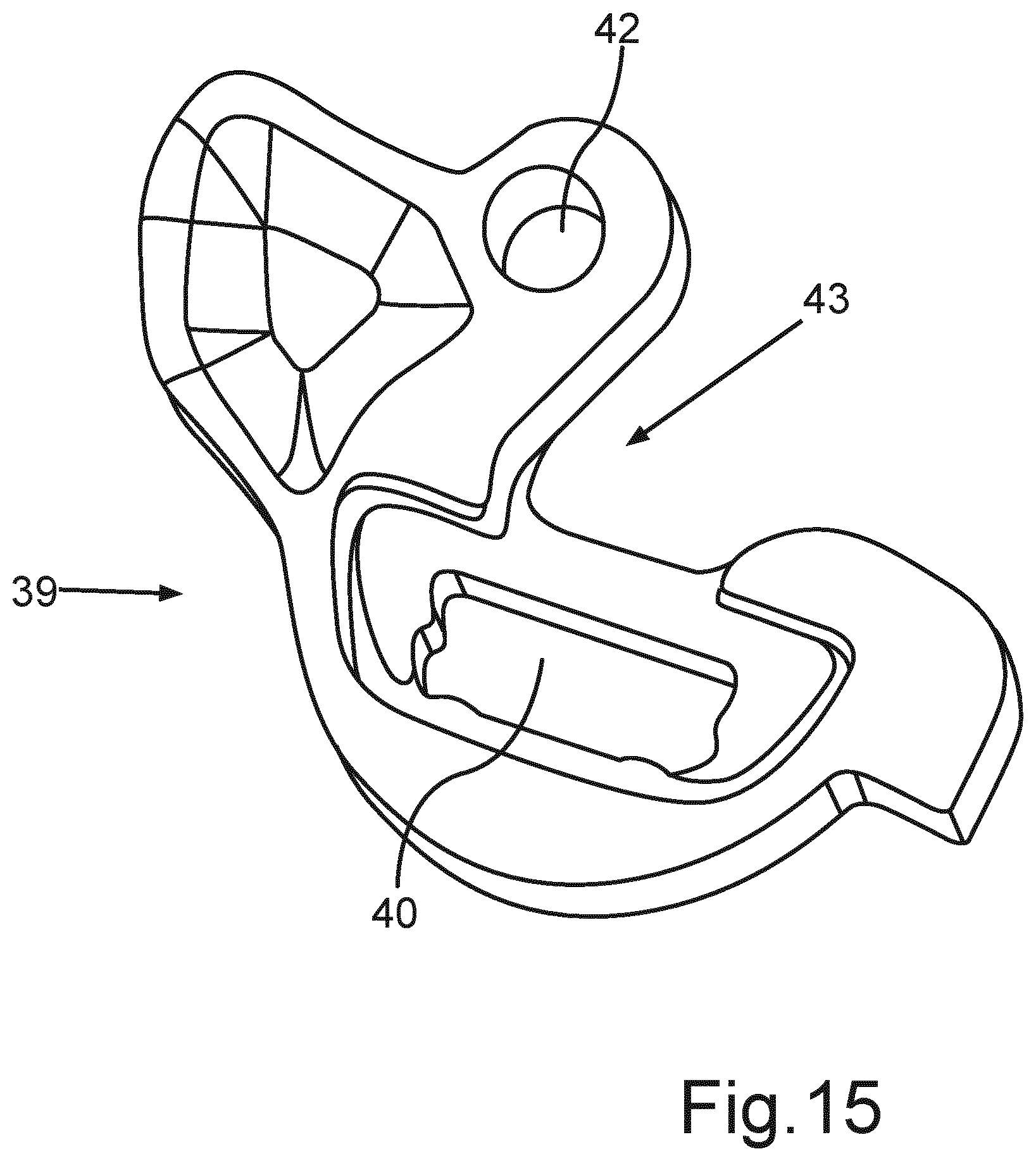 Patent US12590751 Figure 15 – Domestic appliance having a symmetrical bracket of a hinge for a door