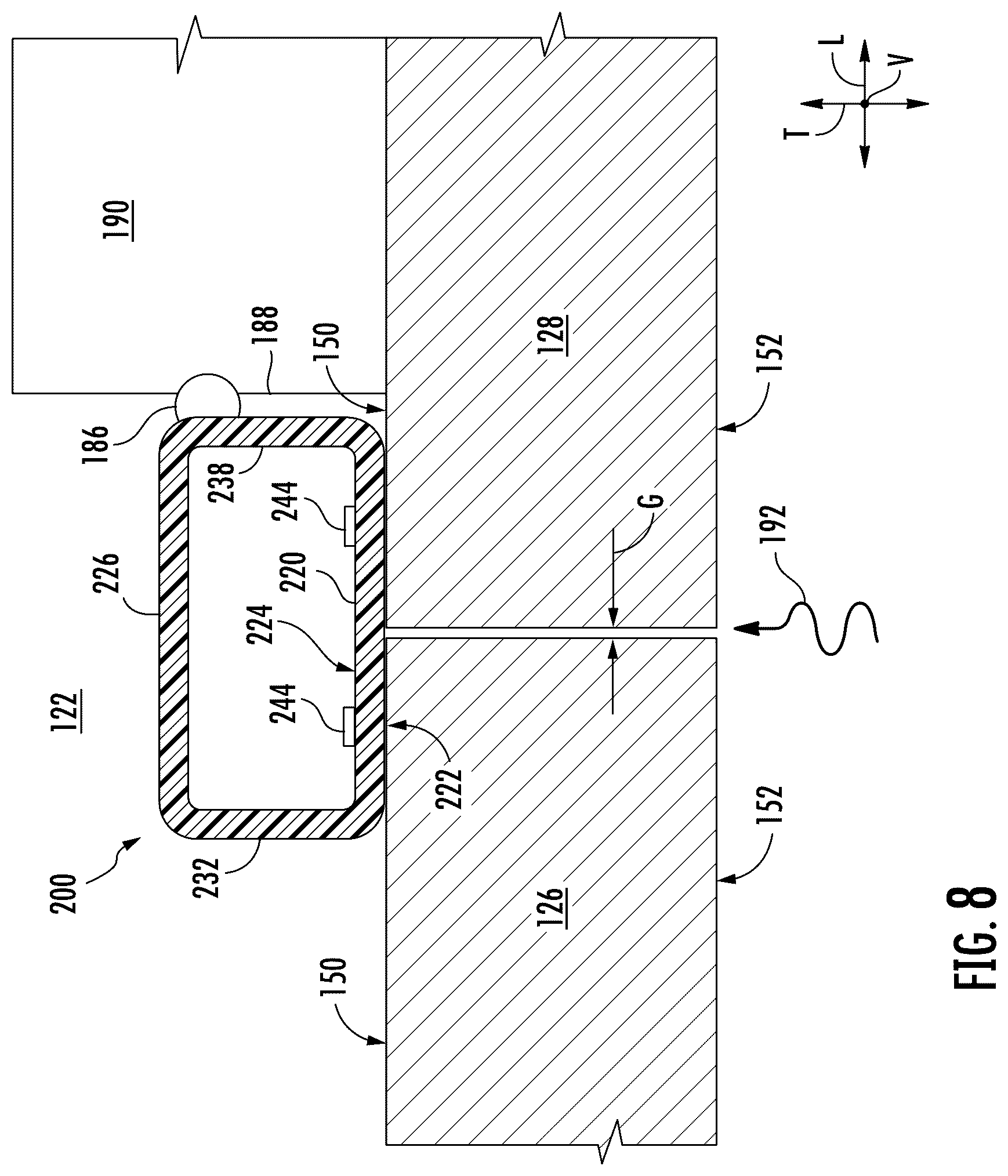 Patent US12590755 Figure 8 – Mullion guide element for a refrigerator appliance
