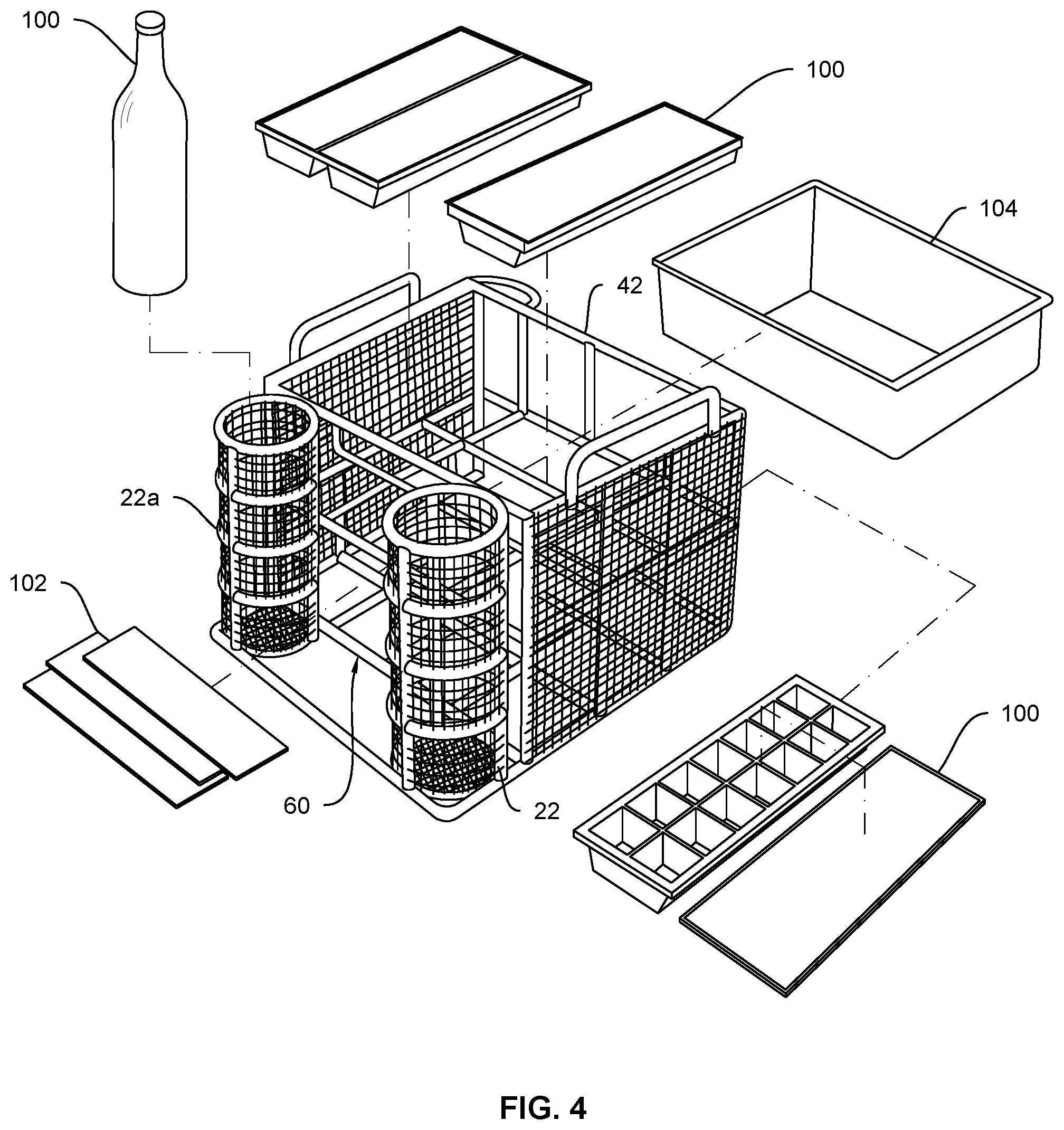 Patent US12590756 Figure 4 – D.F.R. deep freezer rack