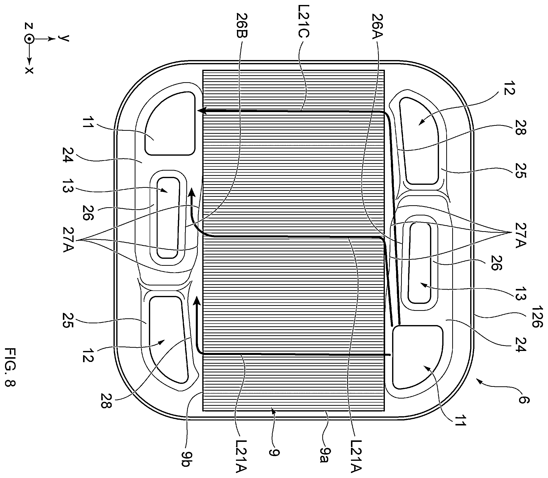 Patent US12590764 Figure 8 – Heat exchanger