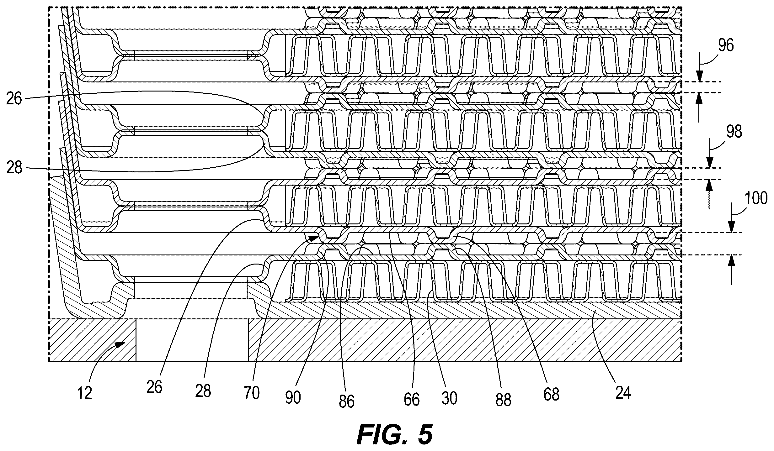 Patent US12590765 Figure 5 – Heat exchanger dimple configuration